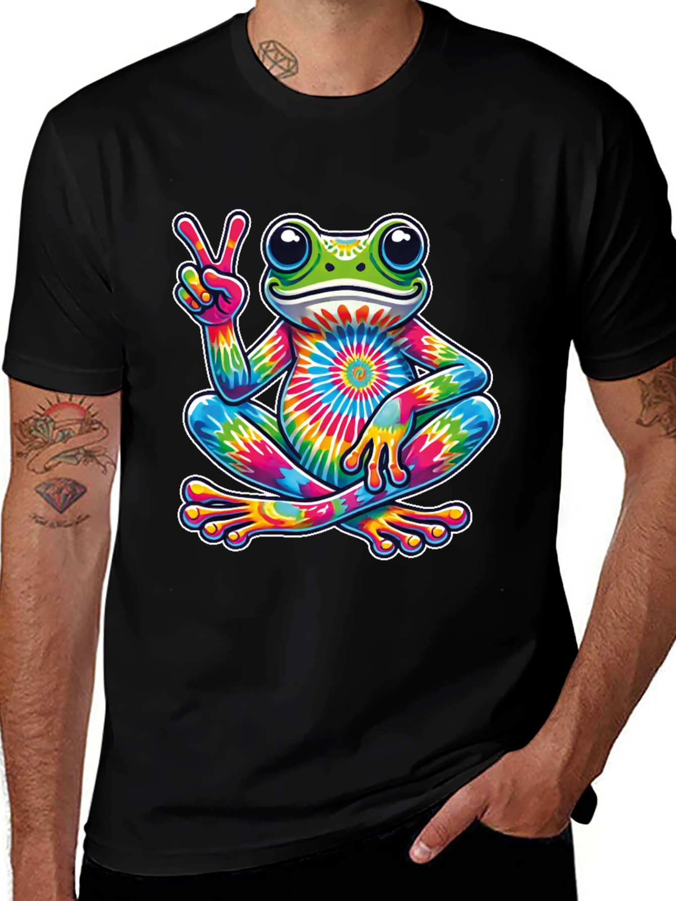 Variant 27 of Tie-Dye Frog Peace Sign T-Shirt
