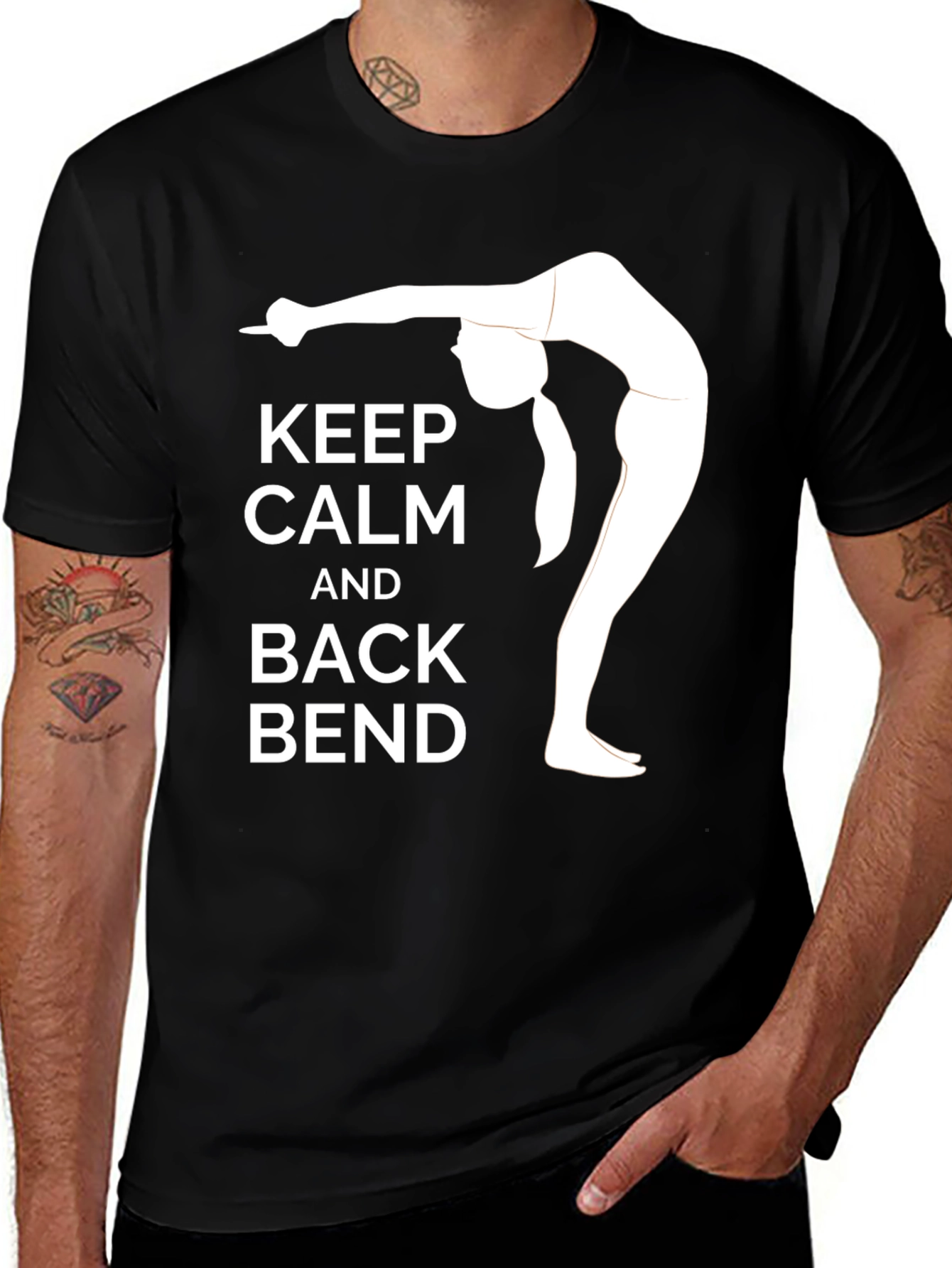 Variant 21 of Keep Calm and Back Bend Black T-Shirt
