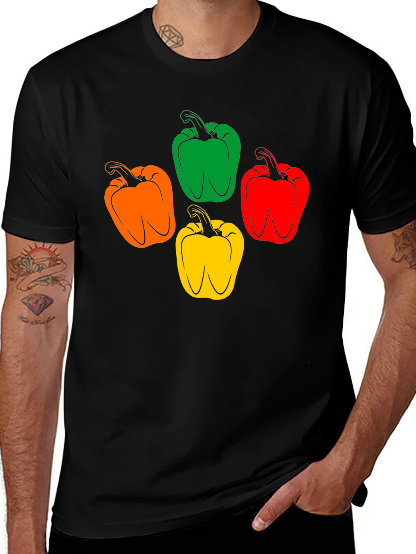 Colorful Pepper T-Shirt, Fun Foodie Tee