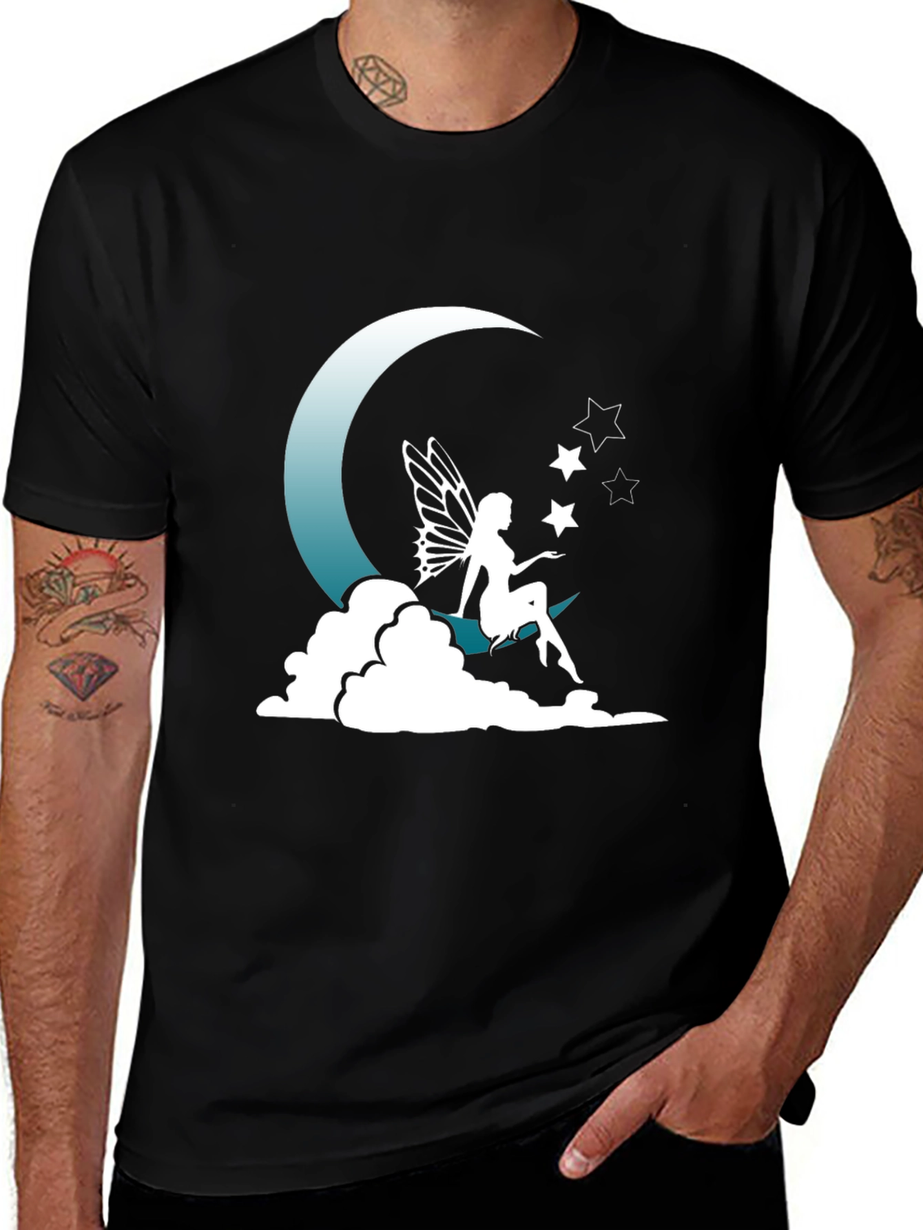 Fairy on Moon T-Shirt - Whimsical Graphic Tee