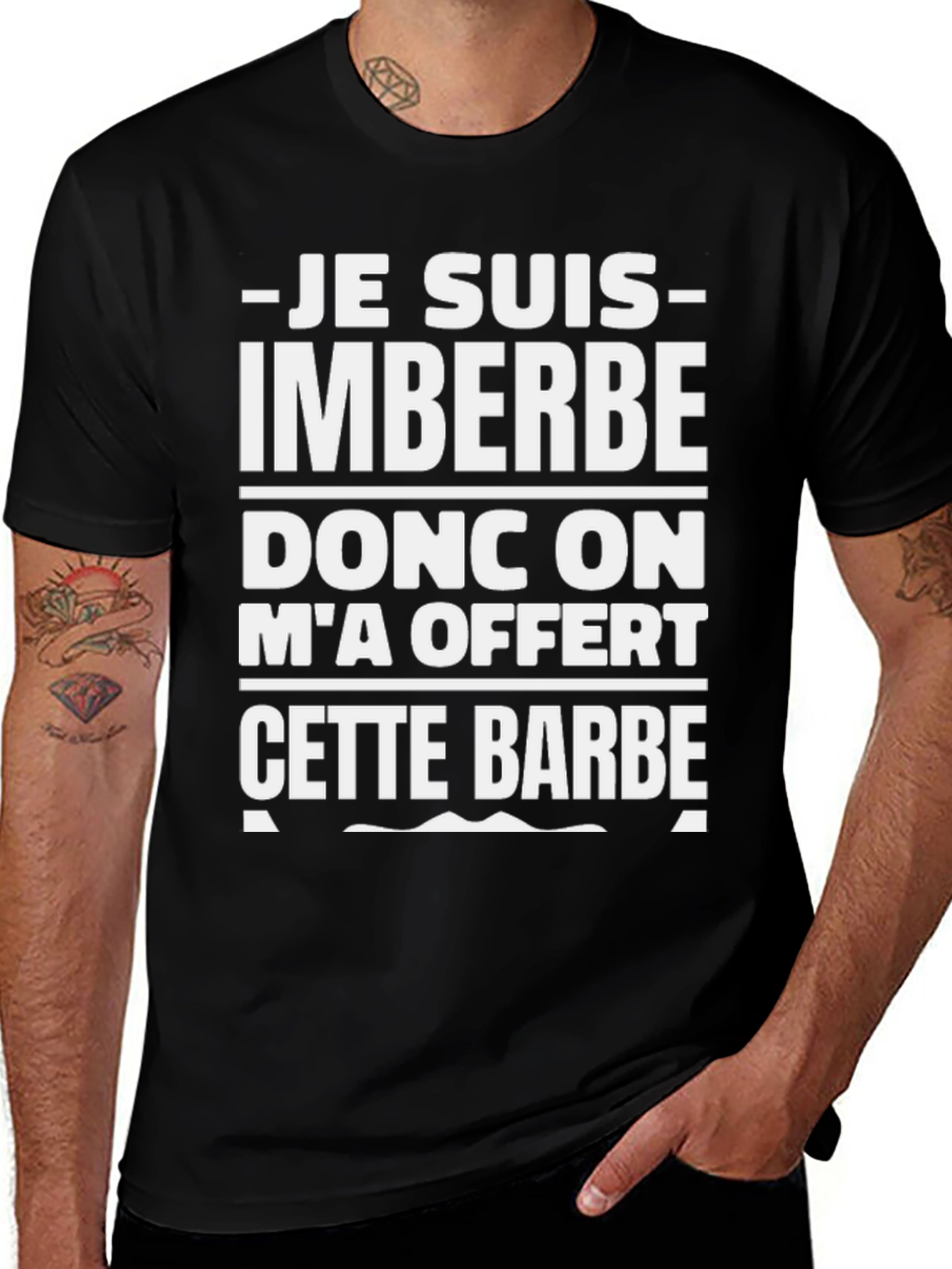 Variant 14 of Funny French Text T-Shirt - 'Je Suis Imberbe'