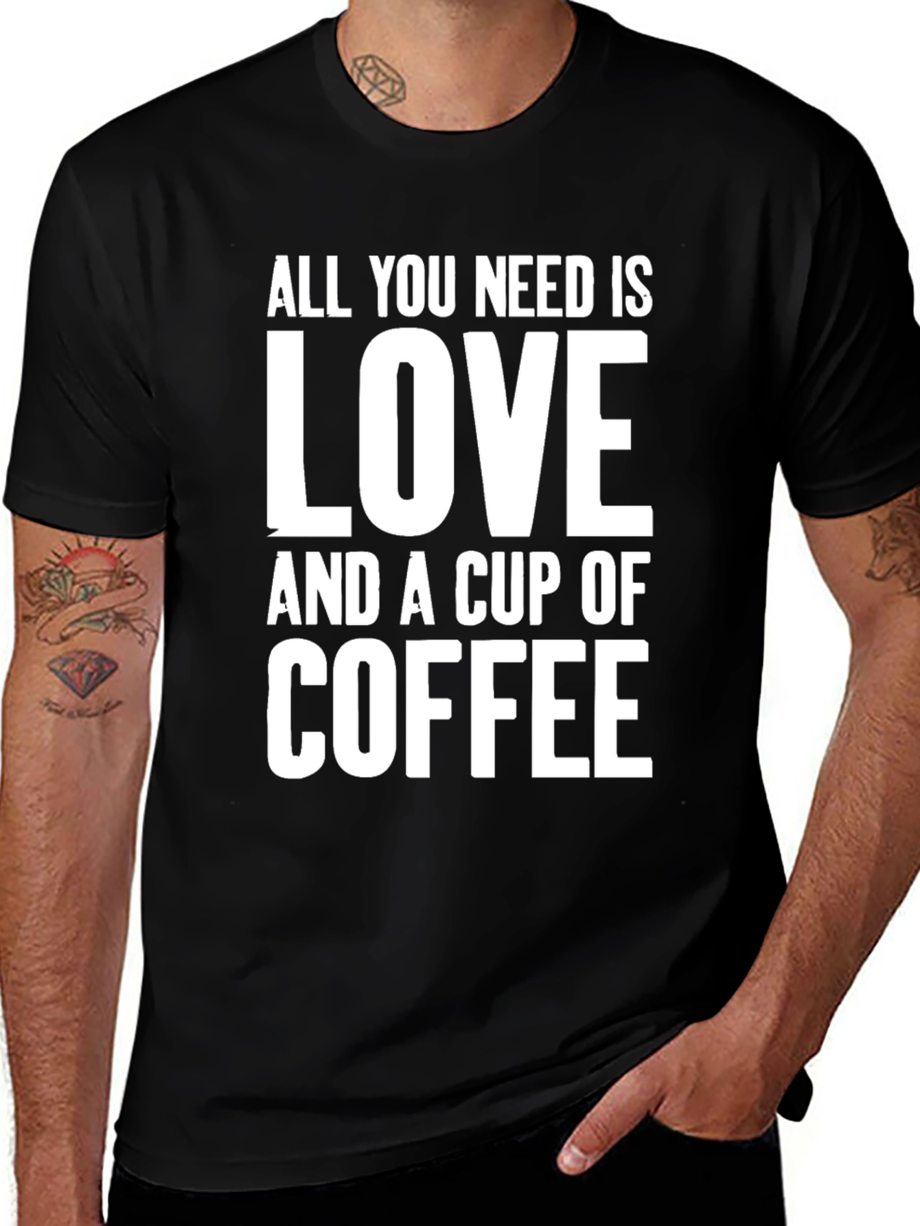 Love & Coffee Black Graphic Tee - Men's Short Sleeve Shirt