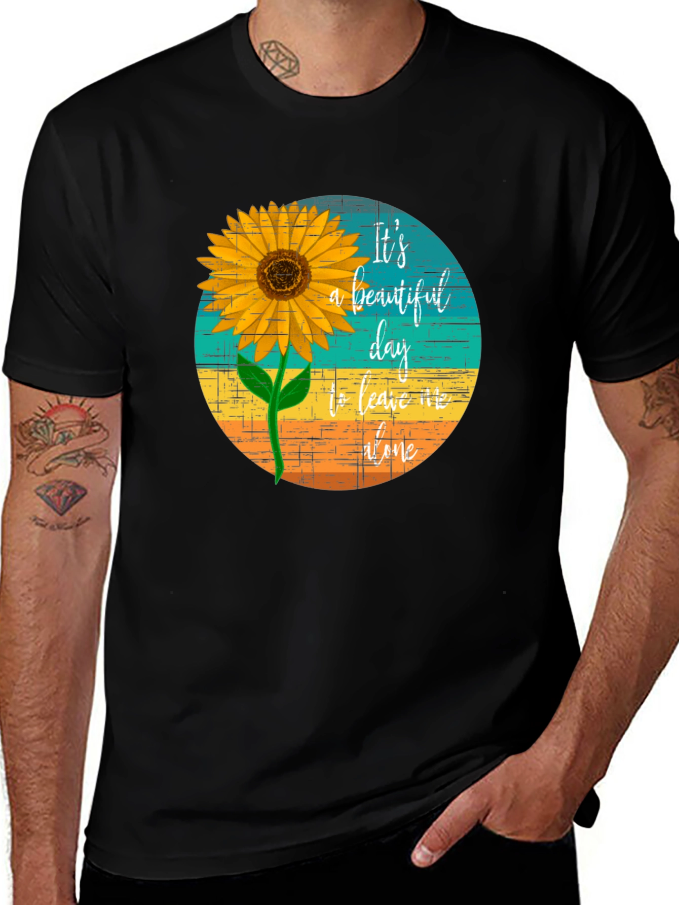 Variant 28 of Sunflower Graphic T-Shirt: Beautiful Day, Leave Me Alone
