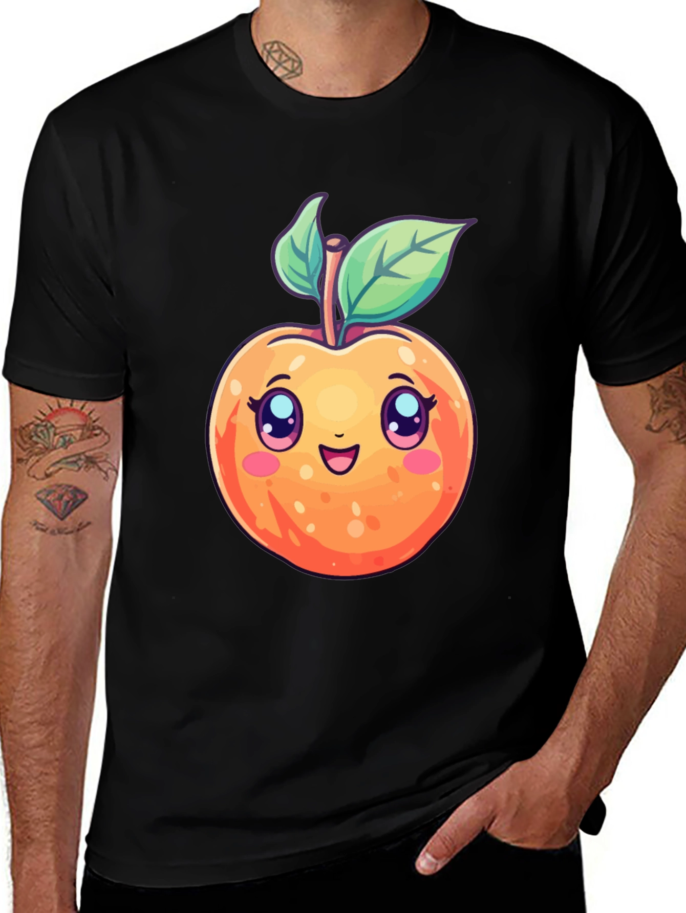 Variant 23 of Cute Cartoon Peach Black T-Shirt