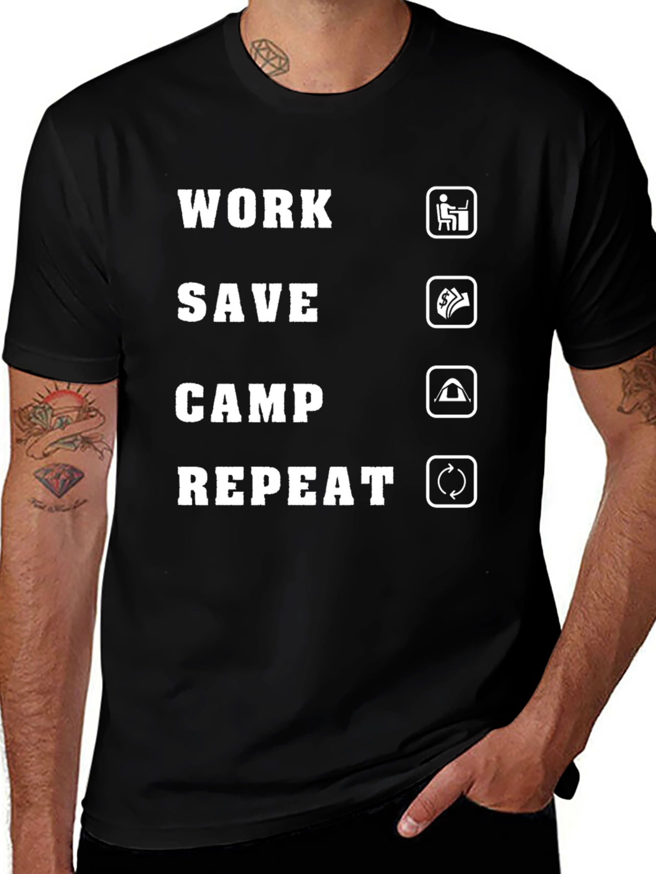 Variant 22 of Work Save Camp Repeat Graphic Tee