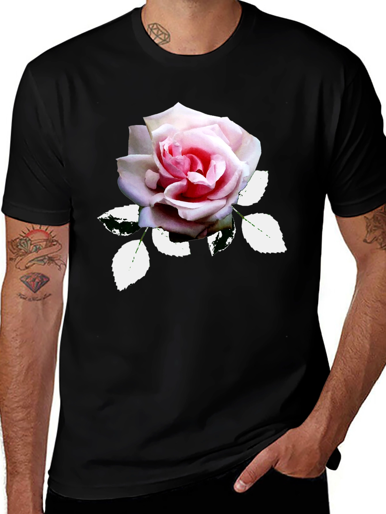 Variant 23 of Elegant Rose Graphic T-Shirt - Black