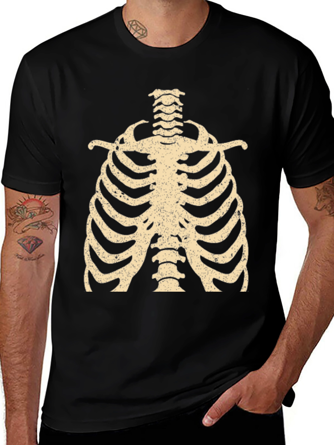 Variant 4 of Skeleton Rib Cage T-Shirt - Halloween Costume Tee