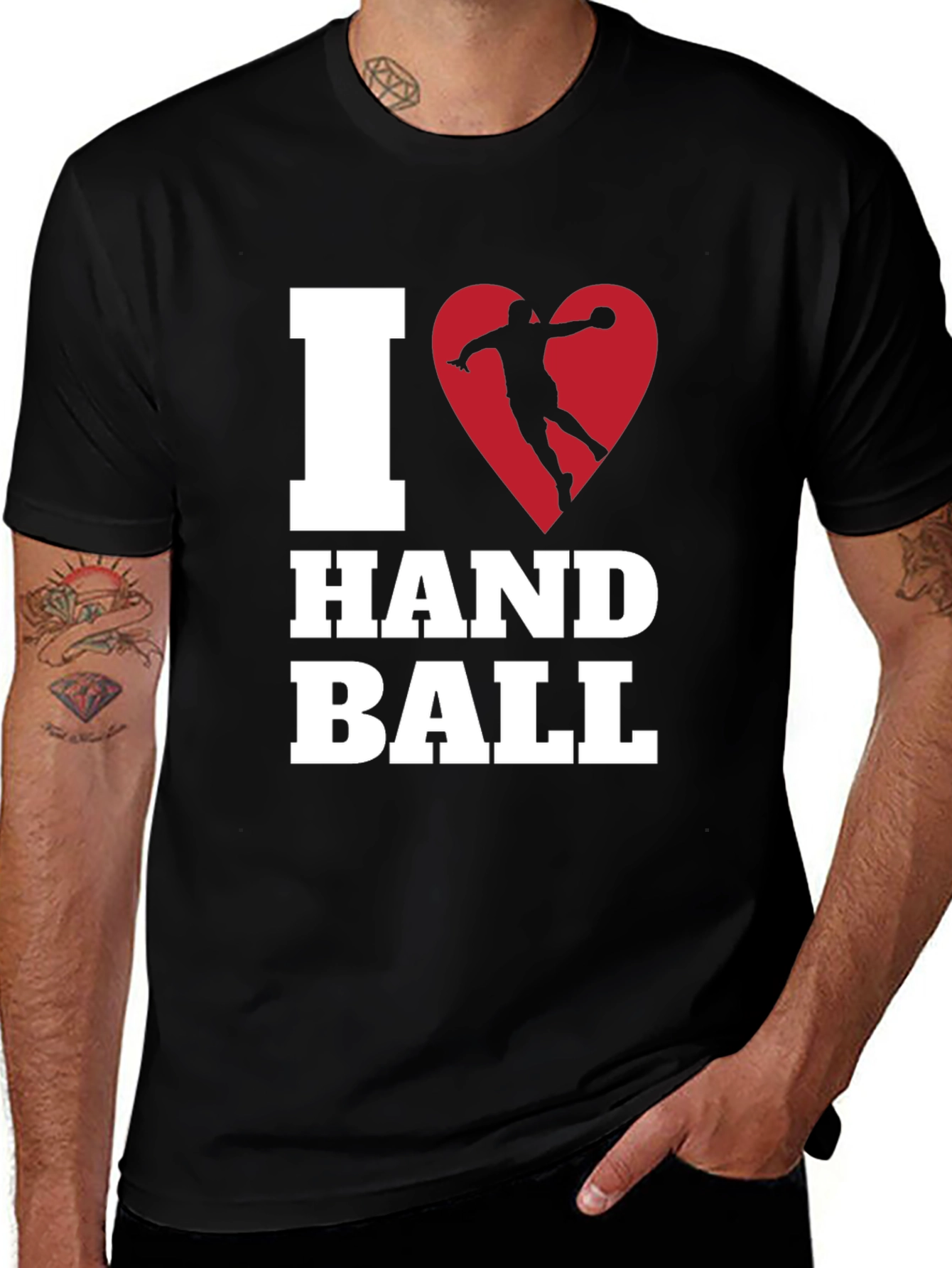 Variant 25 of I Heart Handball T-Shirt - Black