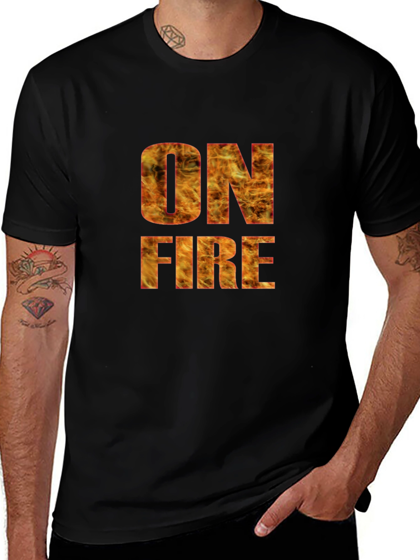 Variant 27 of On Fire Graphic Tee - Bold Black T-Shirt