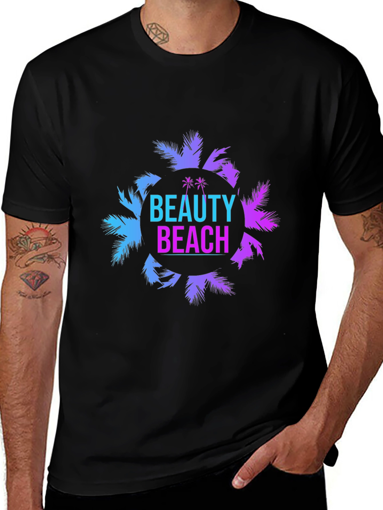 Variant 24 of Beauty Beach Graphic Tee - Men's Black T-Shirt