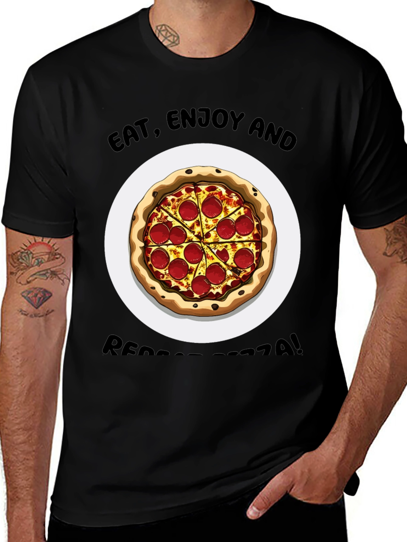 Variant 15 of Eat, Enjoy & Repeat Pizza T-Shirt