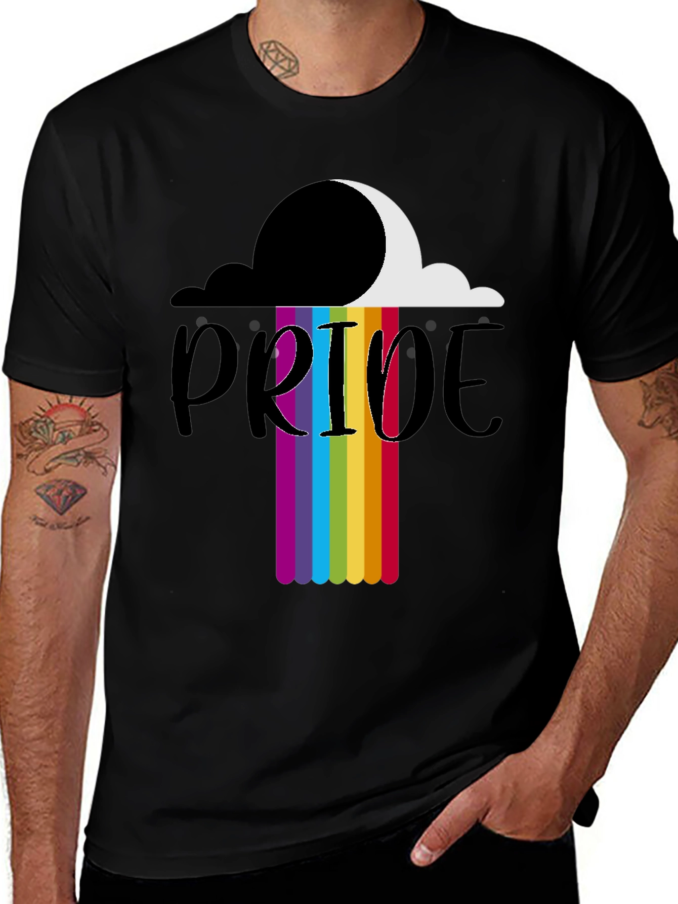 Variant 17 of Pride Rainbow Cloud T-Shirt - Black LGBTQ Tee