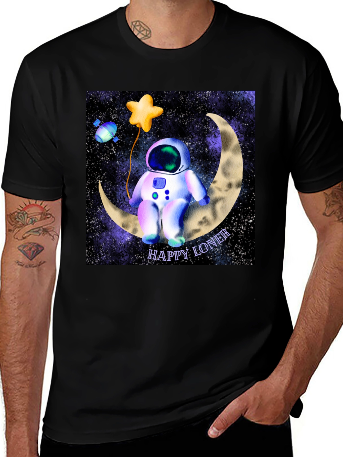 Happy Loner Astronaut Graphic T-Shirt