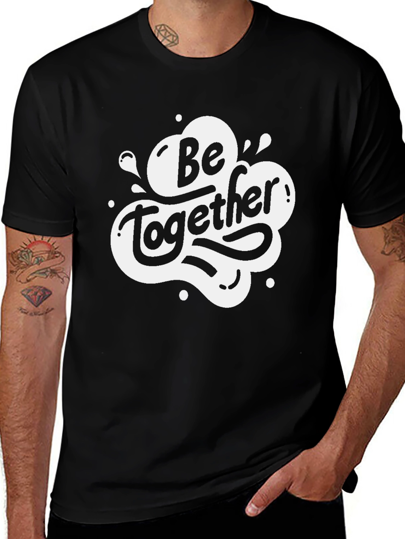Variant 16 of Be Together Graphic Tee - Stylish Black T-Shirt