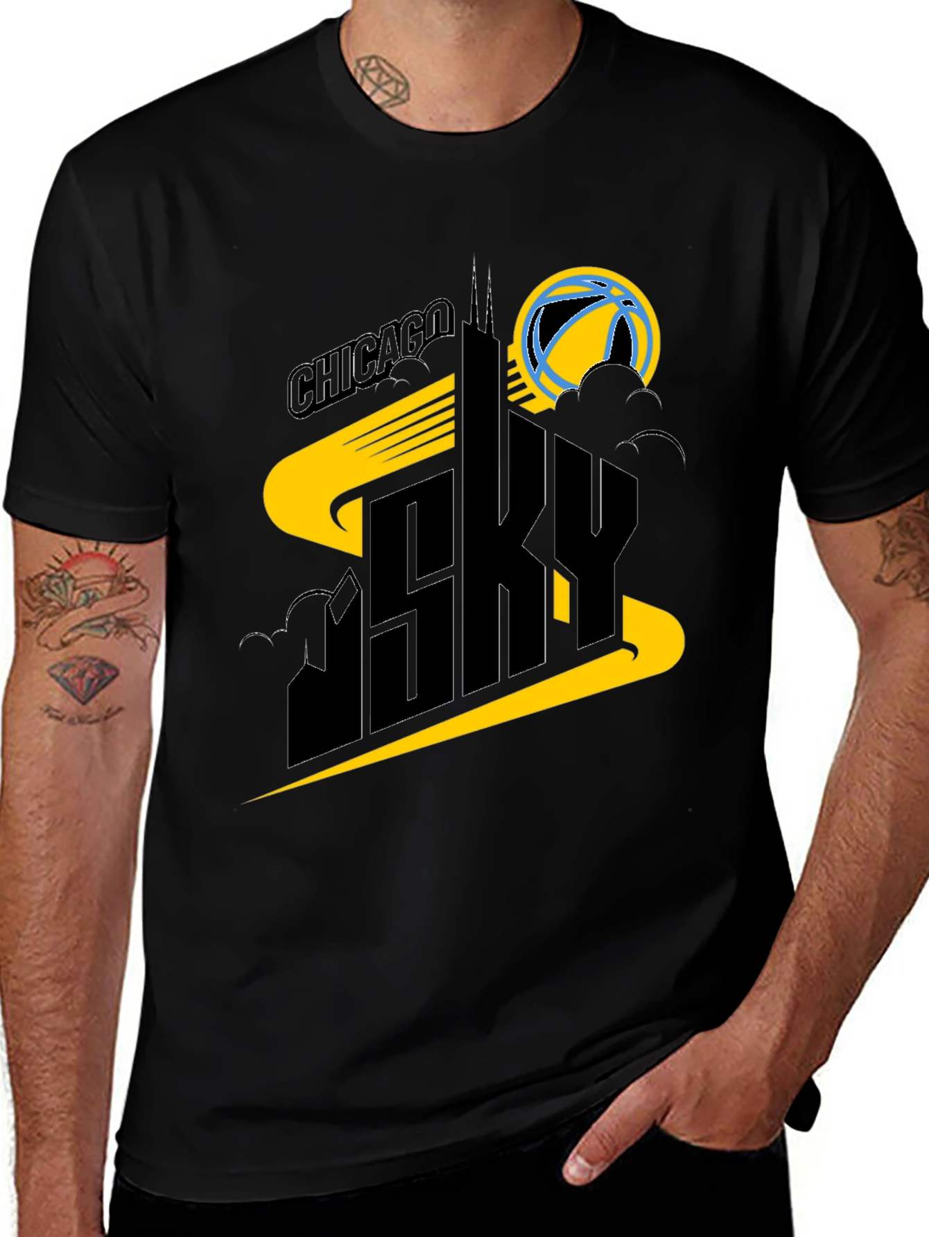 Variant 20 of Chicago Sky Graphic Tee - Black Basketball Shirt