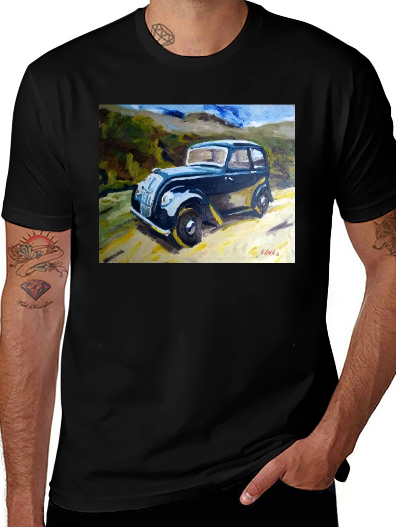 Variant 12 of Vintage Car Painting T-Shirt