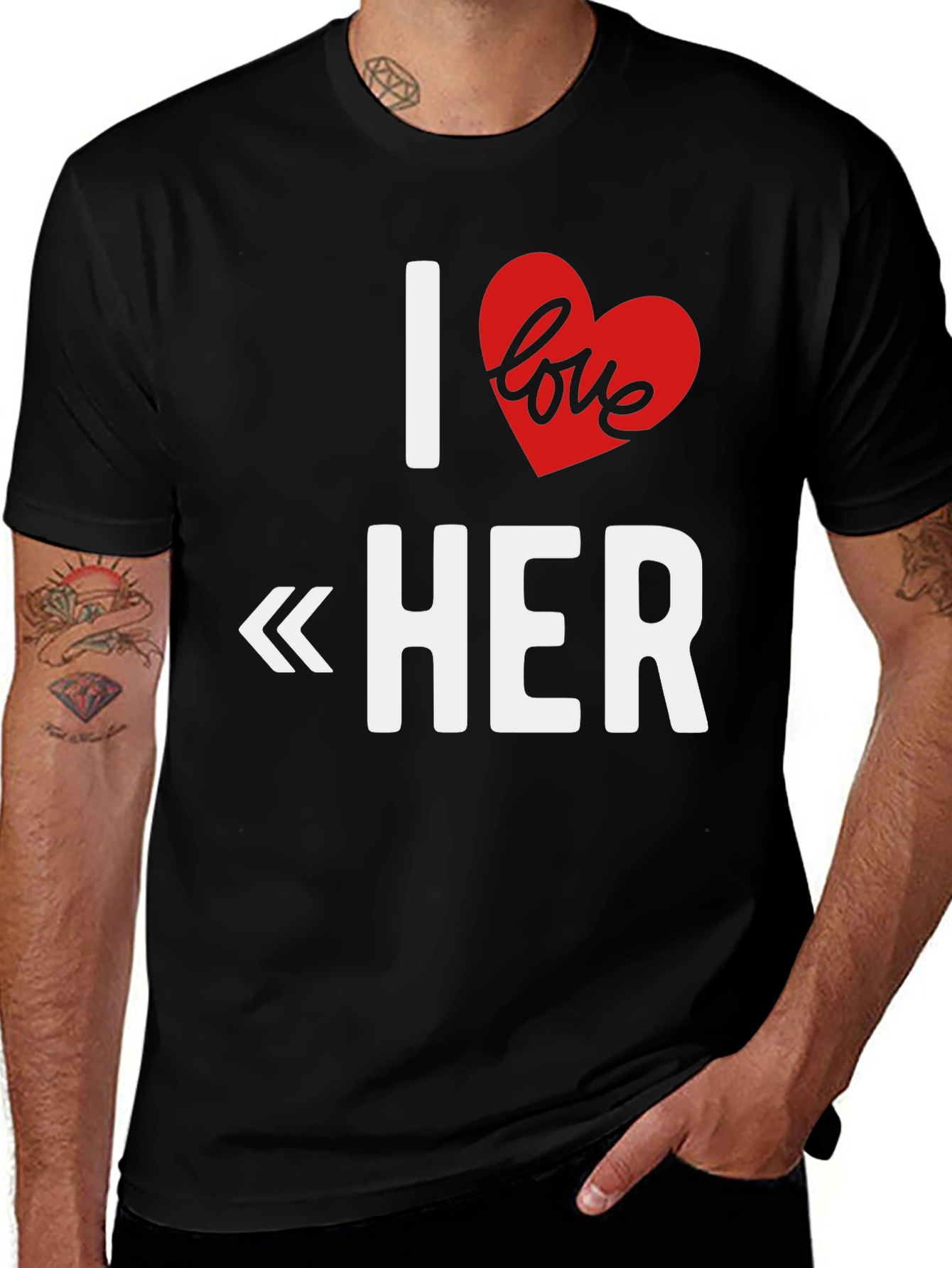 Variant 16 of I Love Her Graphic T-Shirt - Romantic Gift Tee