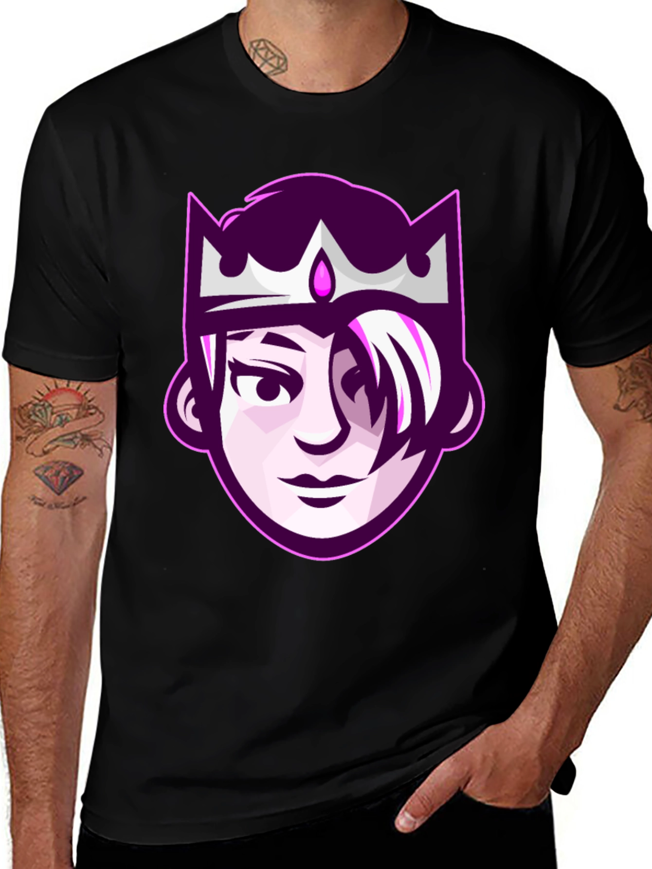 Black Queen Cartoon Graphic Tee - Black Unisex T-Shirt main image