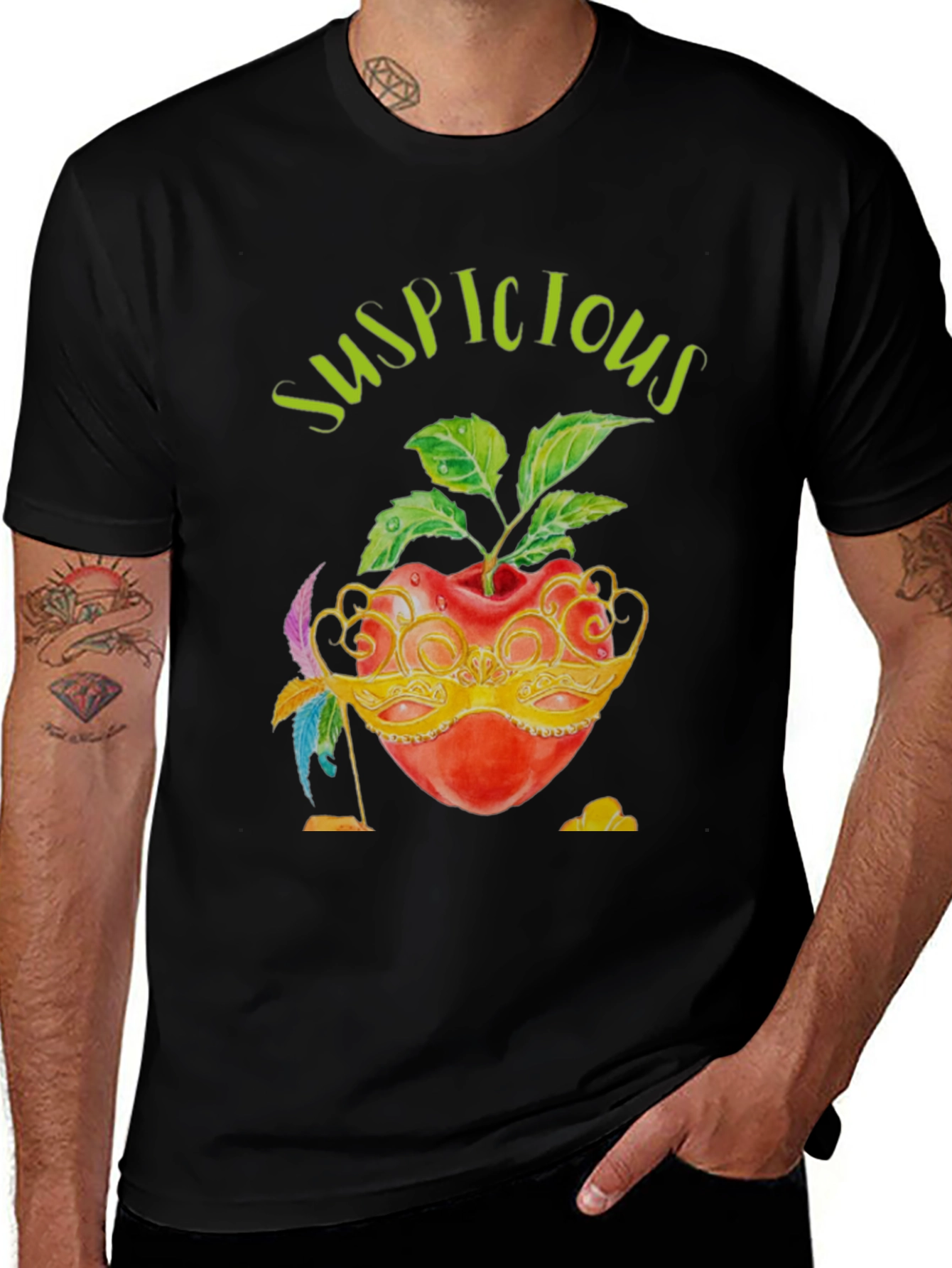 Suspicious Apple Graphic T-Shirt