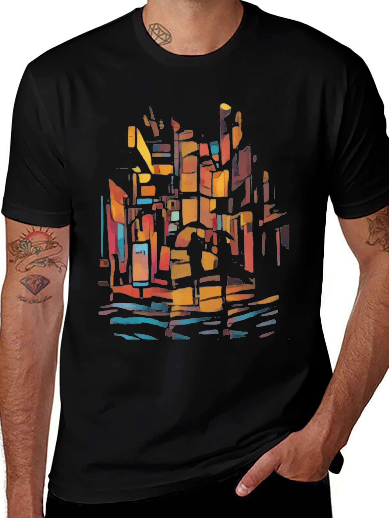 Variant 2 of Abstract Cityscape Graphic Tee - Modern Art Shirt