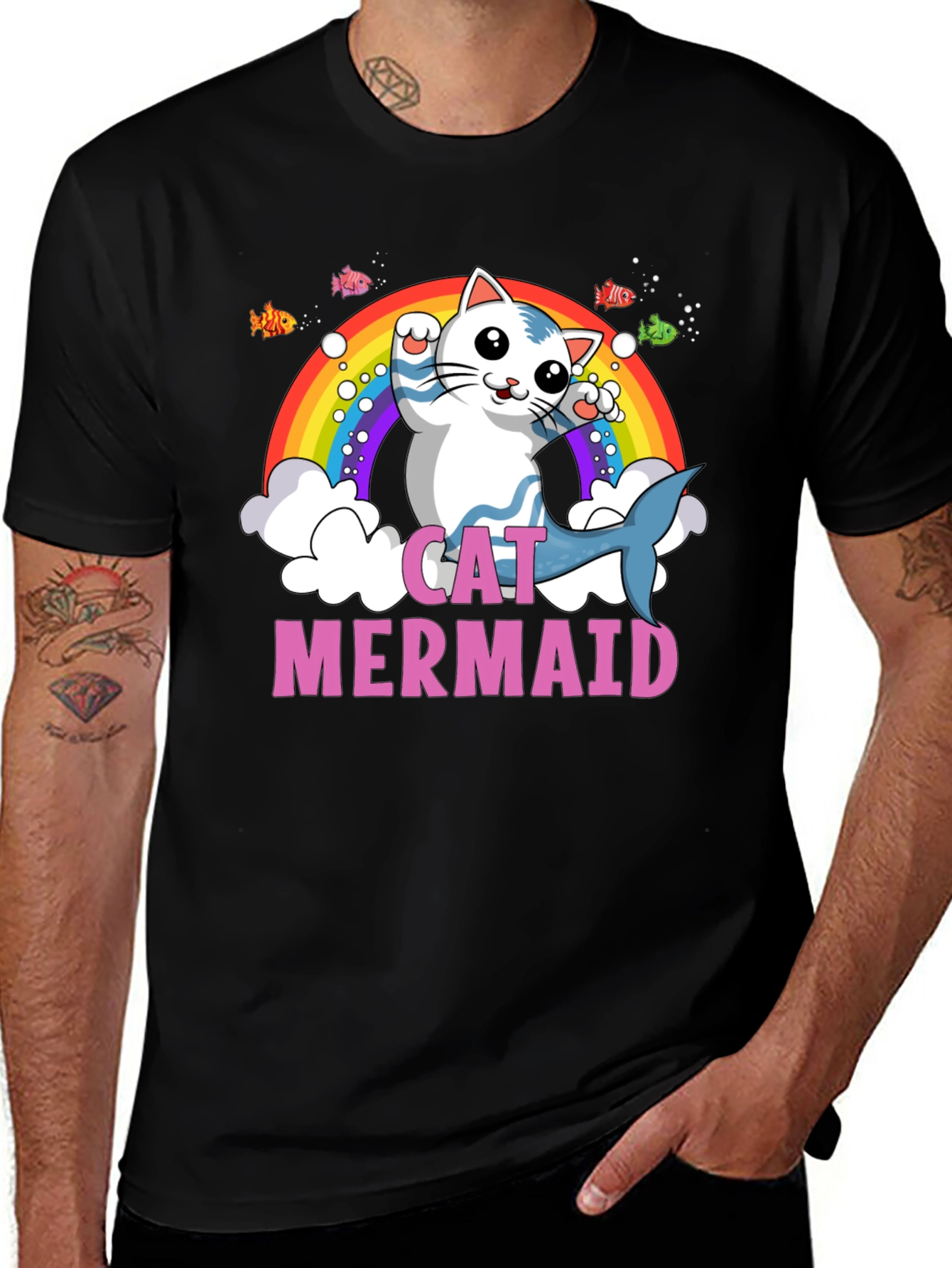 Variant 10 of Cat Mermaid Graphic T-Shirt