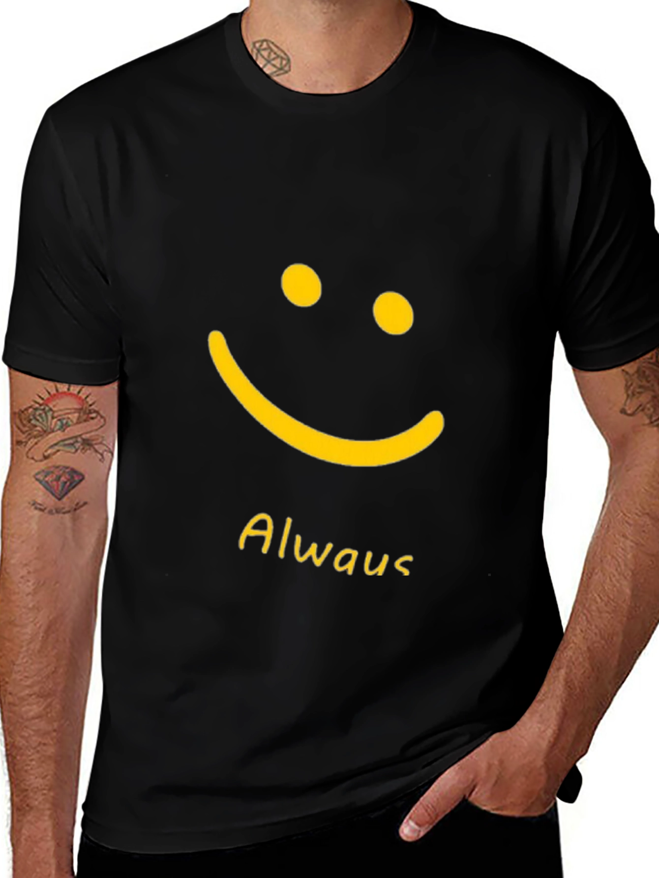 Variant 18 of Always Smile T-Shirt - Black Casual Tee