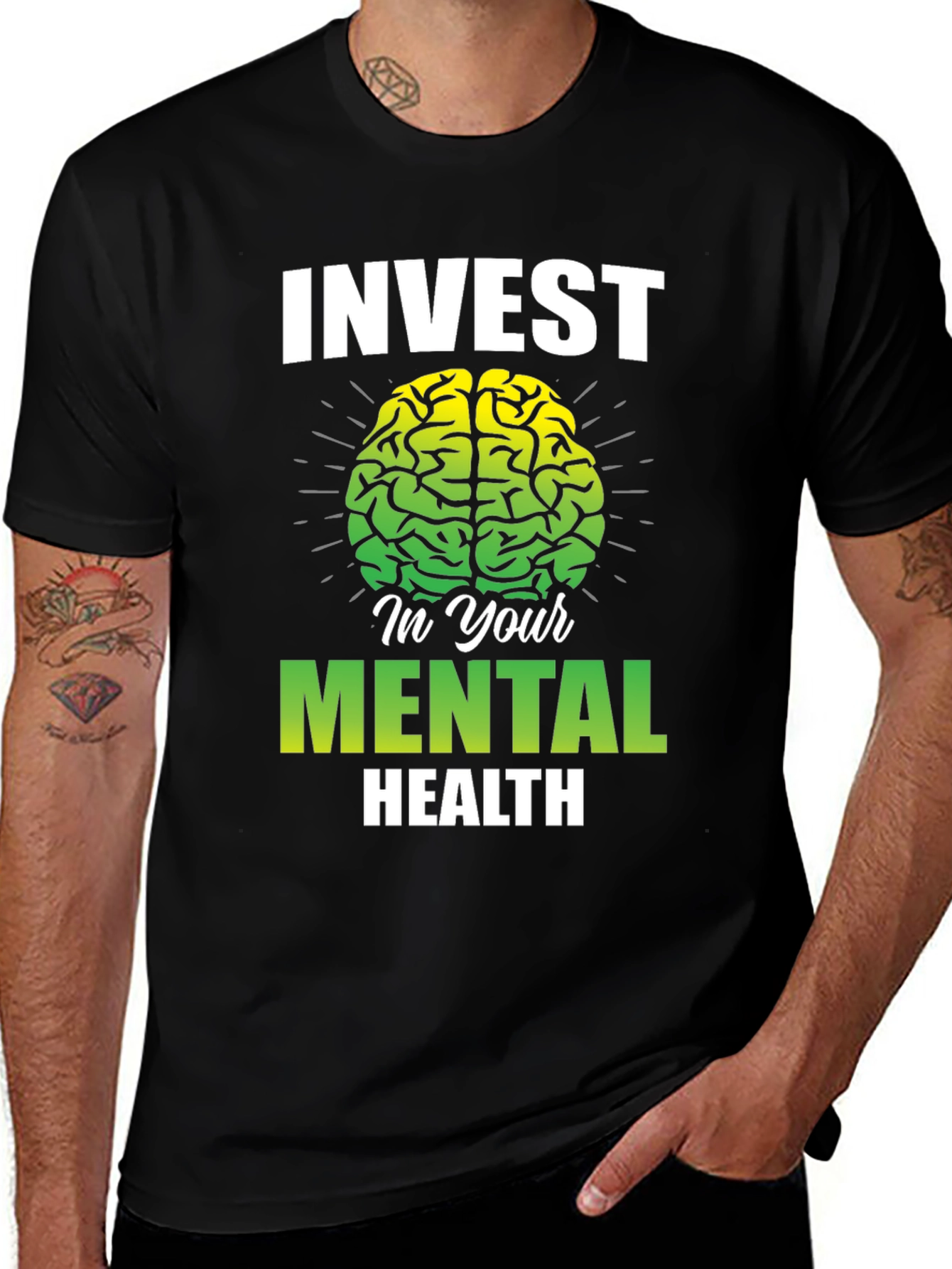 Variant 26 of Invest In Your Mental Health T-Shirt - Brain Graphic