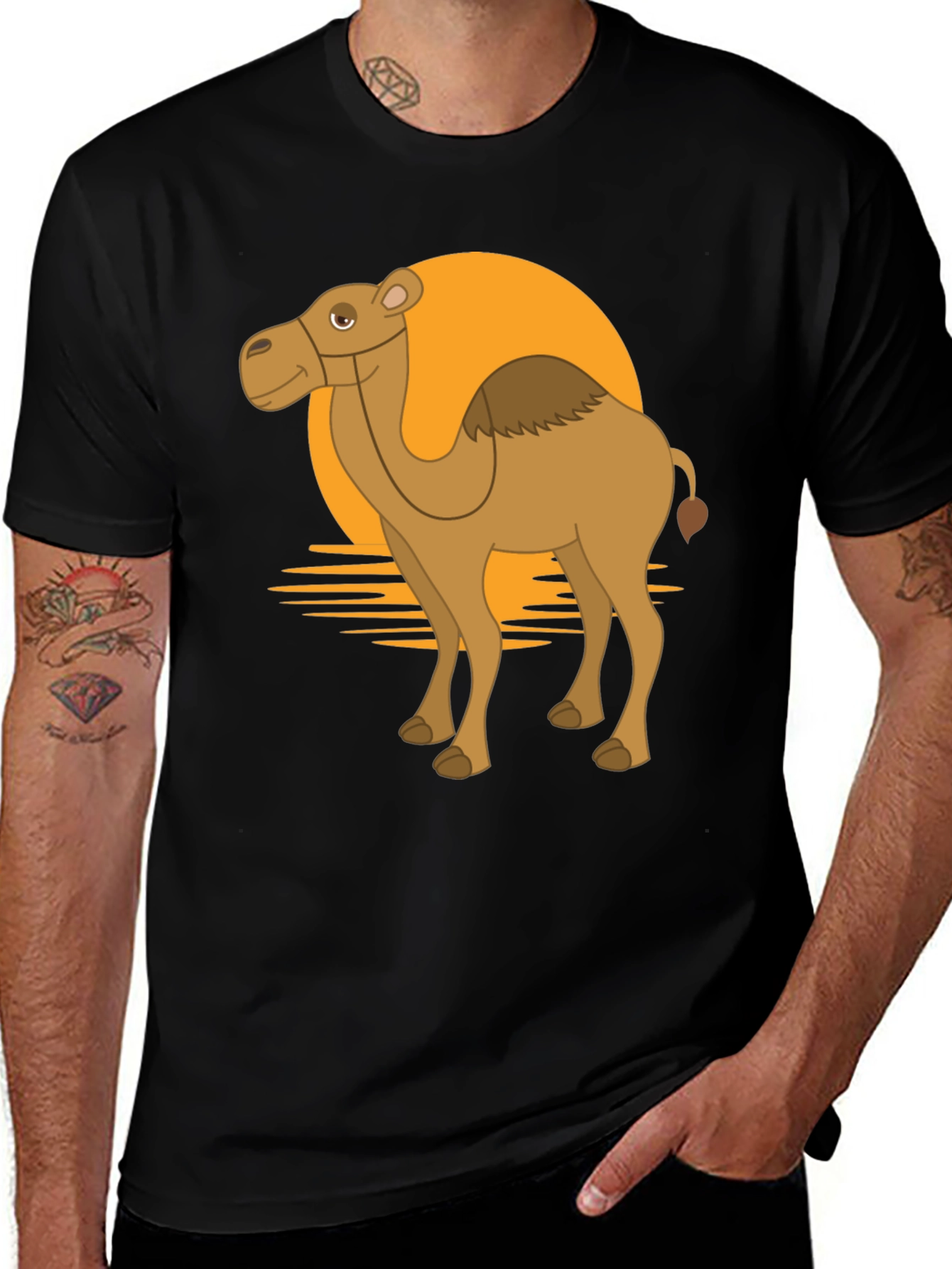 Variant 7 of Camel Graphic Tee - Black Cotton T-Shirt