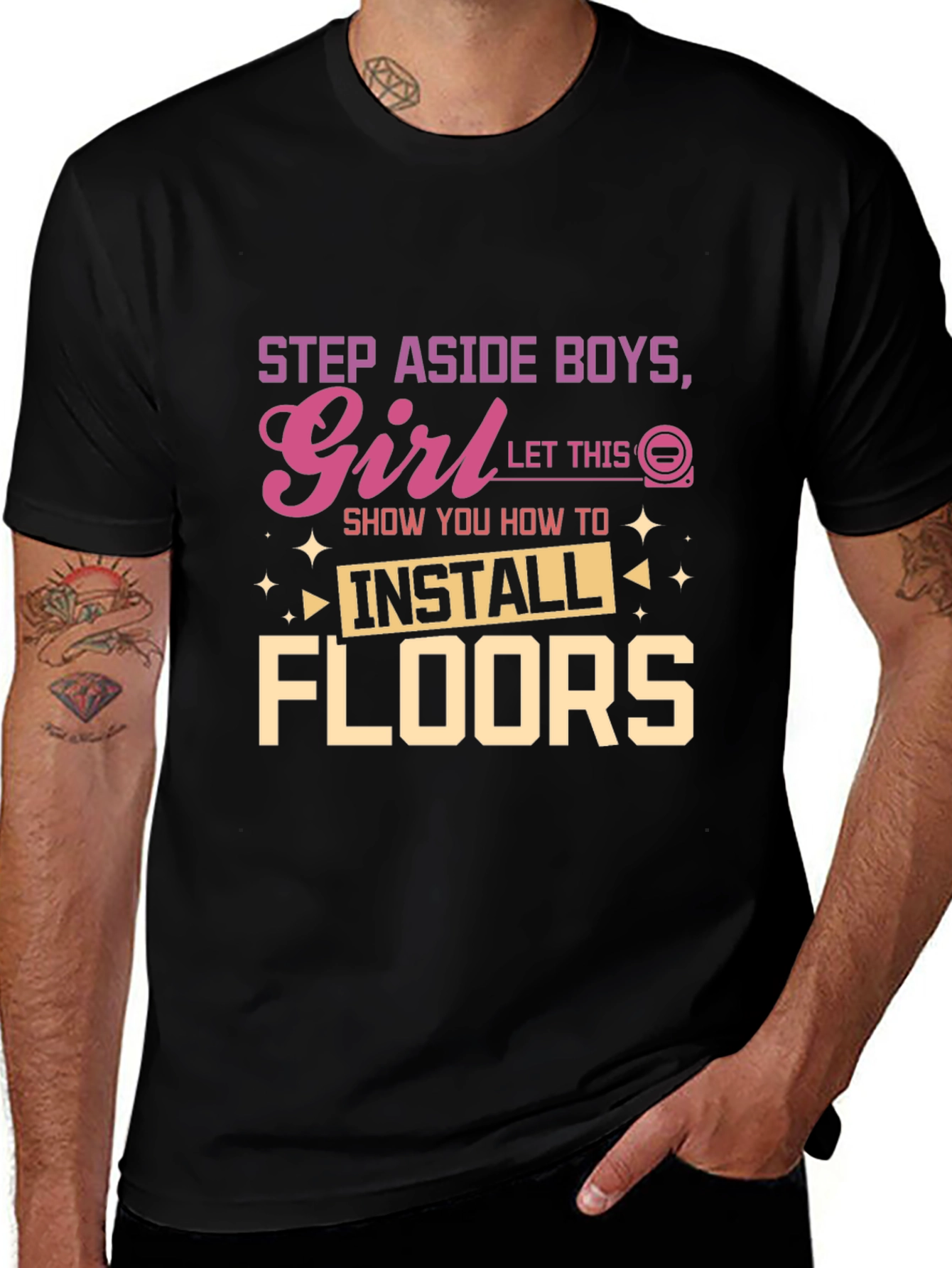 Variant 5 of Girl Can Install Floors T-Shirt, Construction Humor