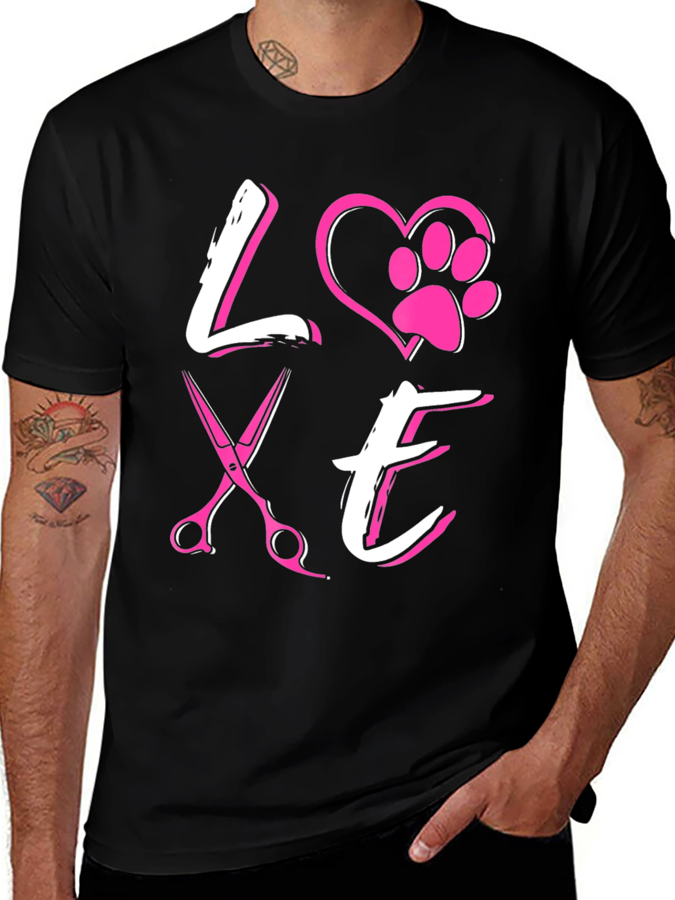 Variant 11 of Love Dog Grooming T-Shirt Pet Paw Heart Scissors