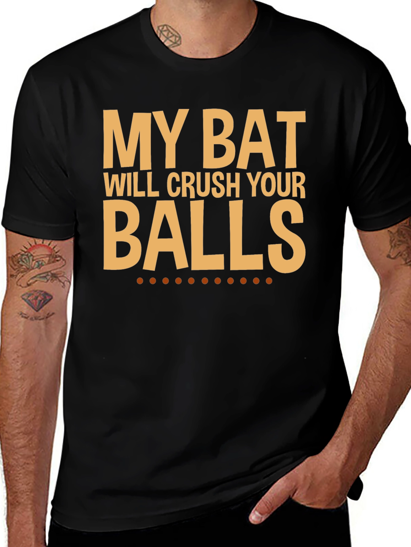 Variant 3 of Funny My Bat Will Crush Your Balls Black T-Shirt