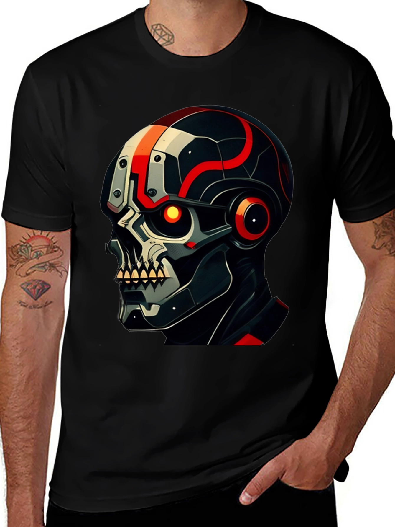 Variant 19 of Cyber Skull Graphic T-Shirt - Edgy Style