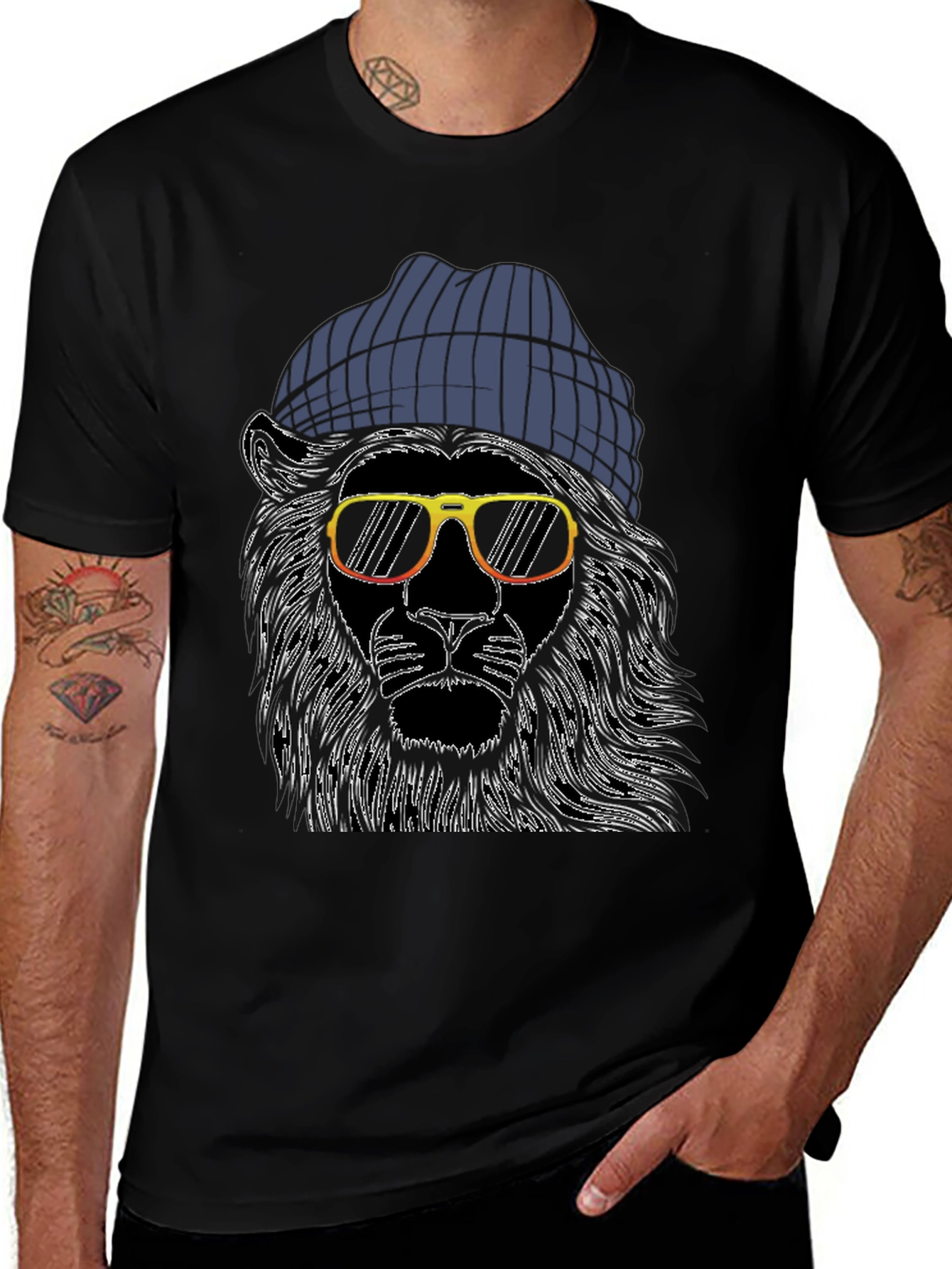 Variant 22 of Cool Lion Graphic Tee - Men's Black T-Shirt