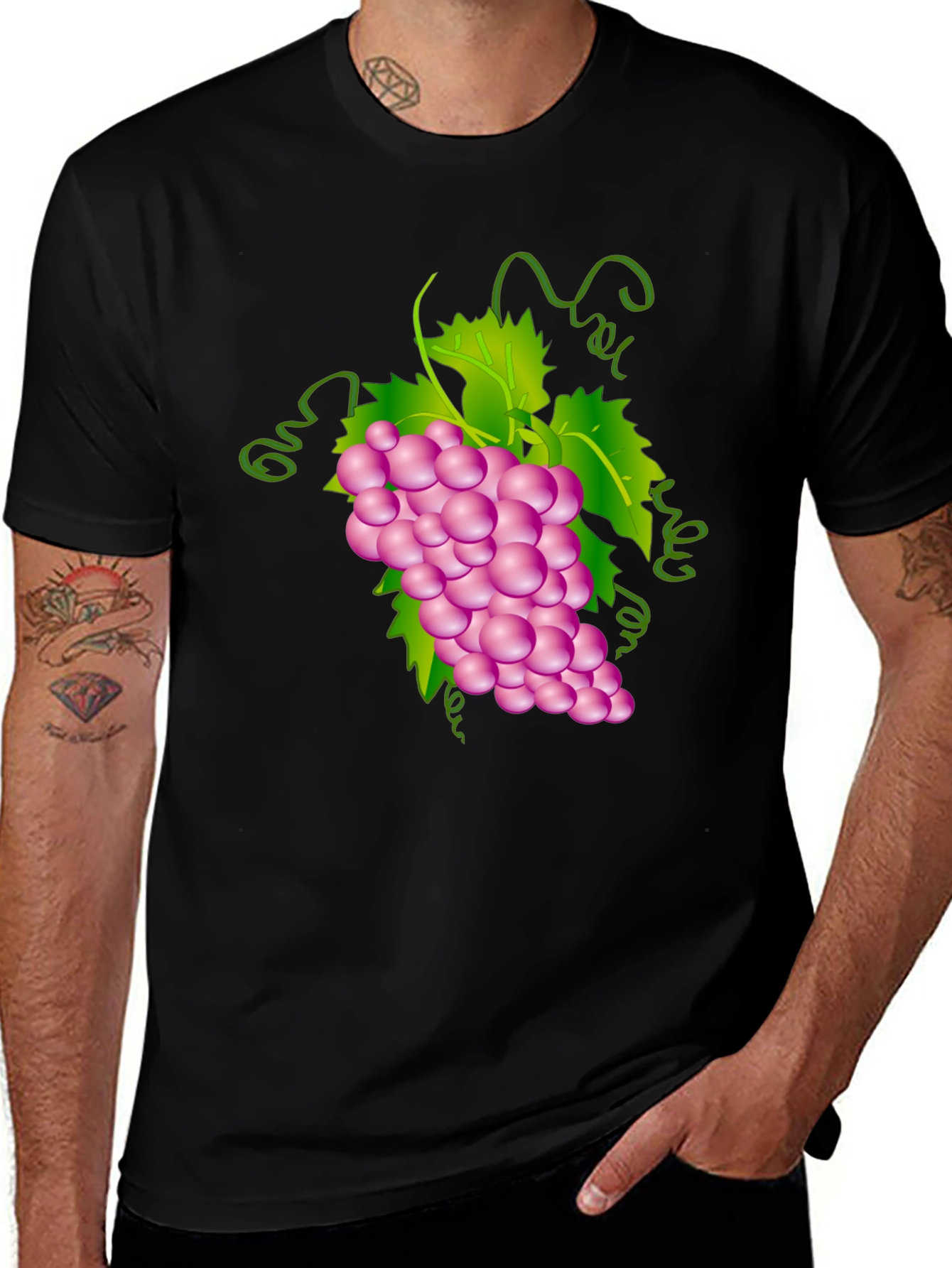 Variant 5 of Black Grapes Graphic Tee - Trendy Fruit Design