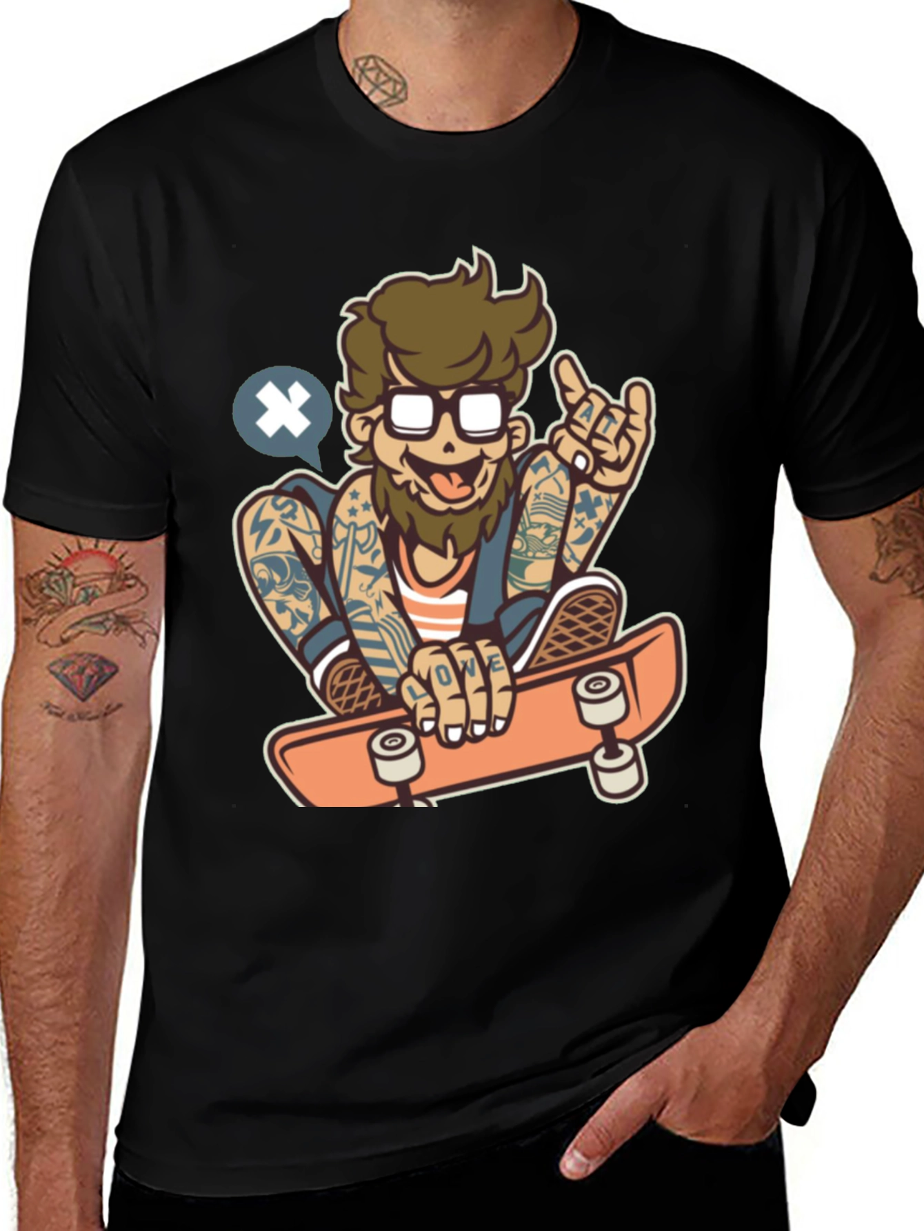 Variant 3 of Skater Dude Graphic Tee - Black