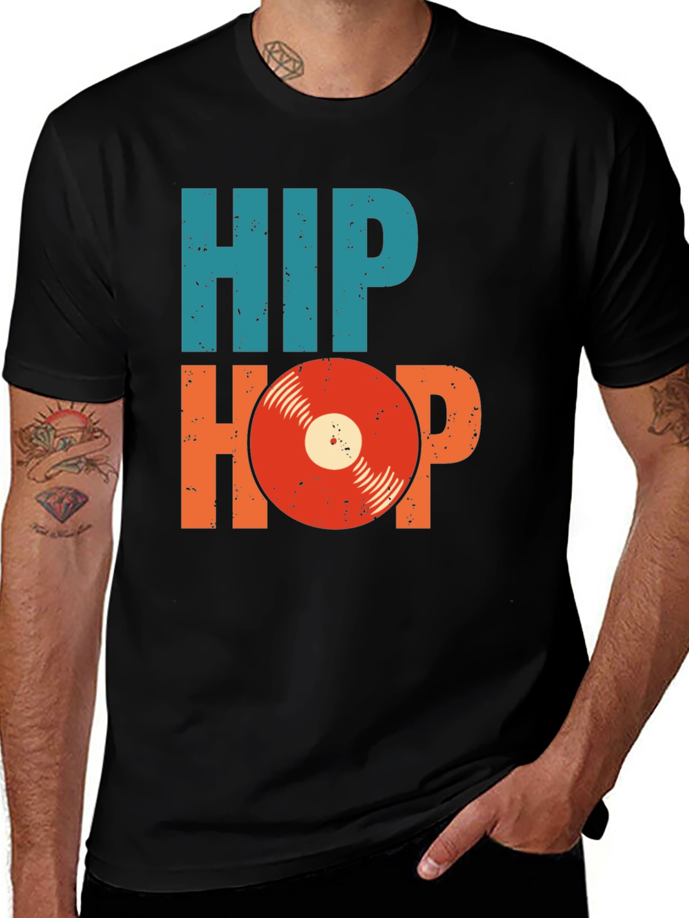 Hip Hop Vinyl Record T-Shirt - Retro Style