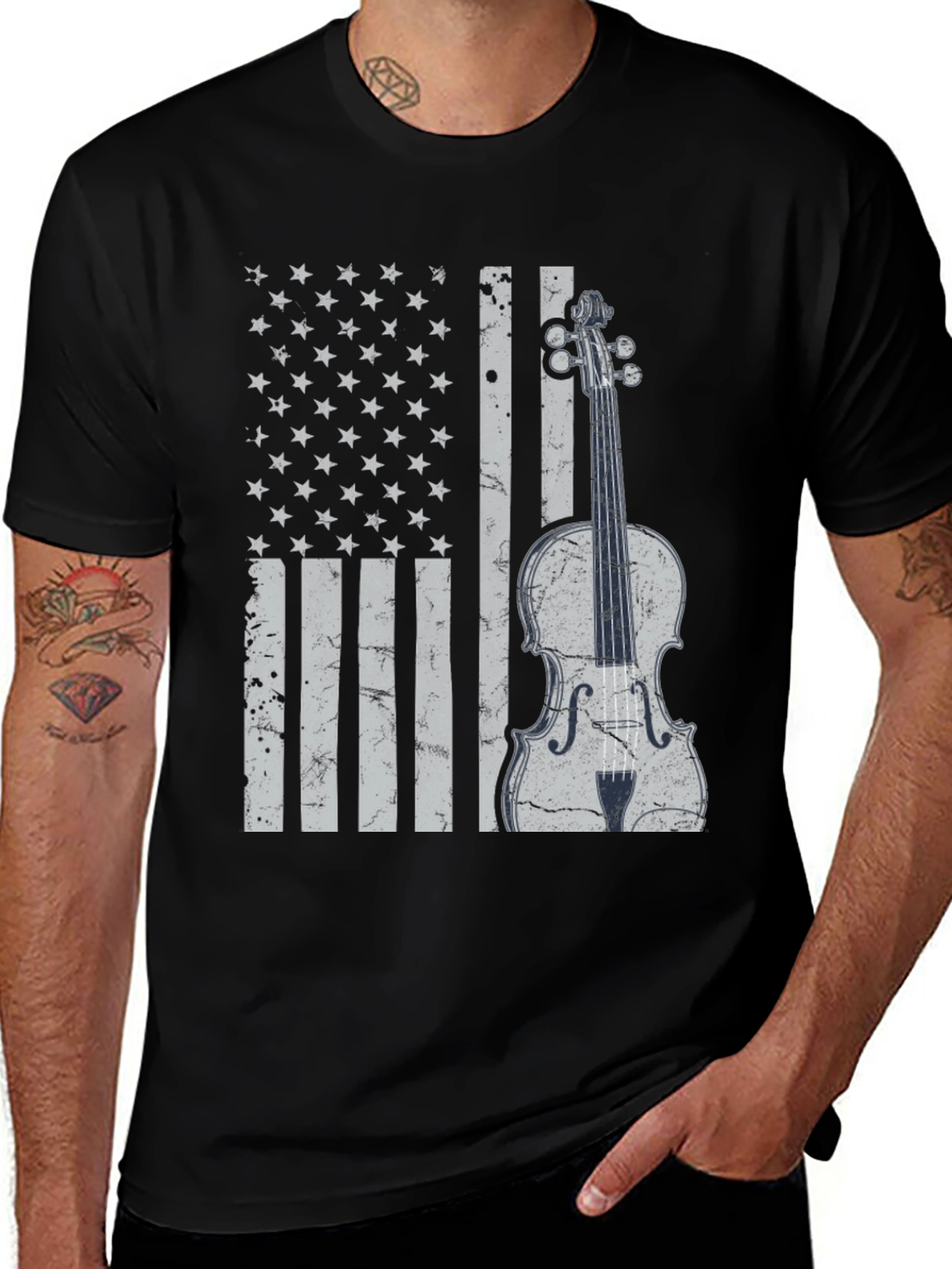 Variant 22 of American Flag Violin Graphic T-Shirt