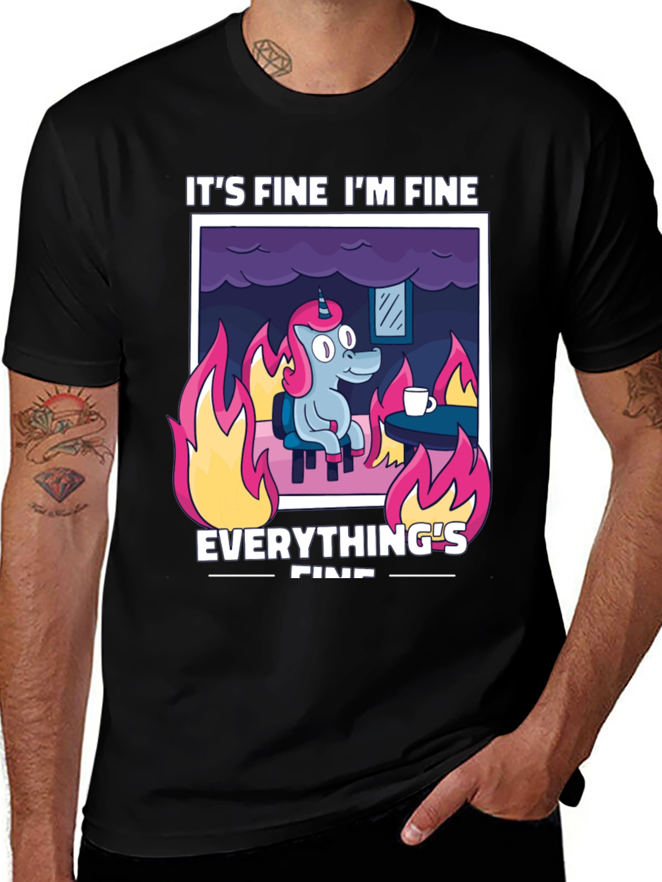 Variant 29 of It's Fine Unicorn Graphic Tee