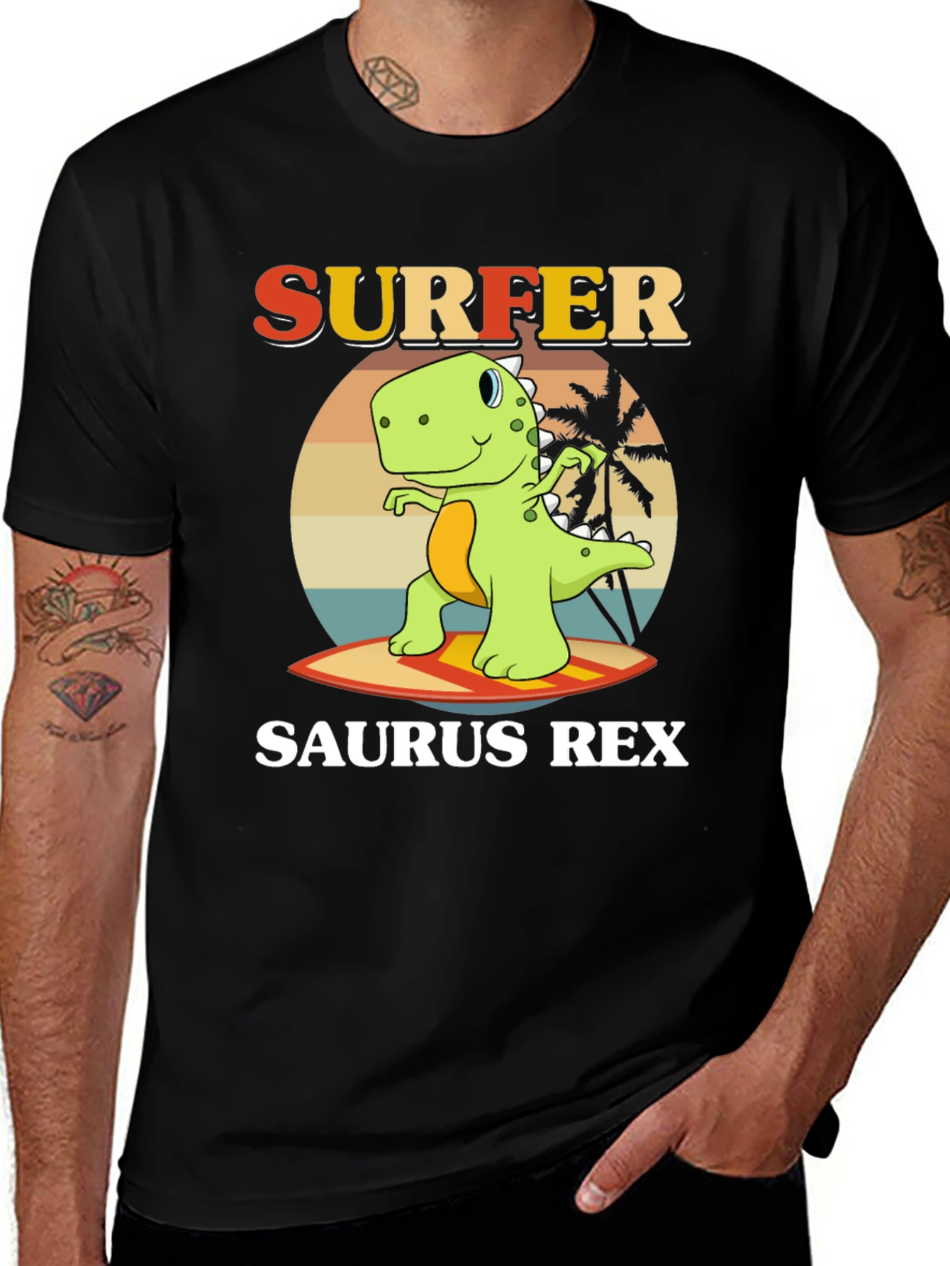 Surfer Saurus Rex Graphic T-Shirt
