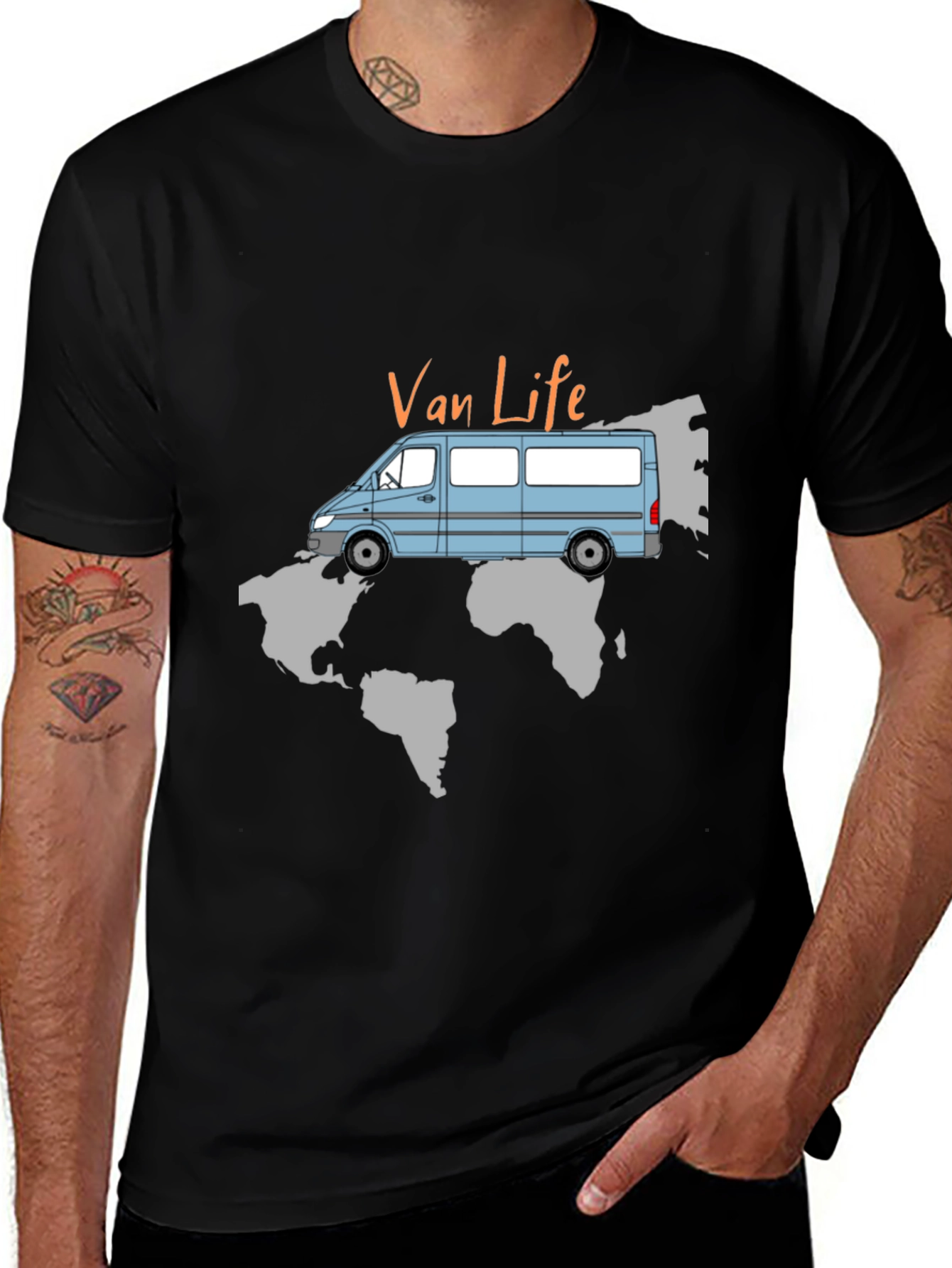 Variant 20 of Van Life World Map T-Shirt