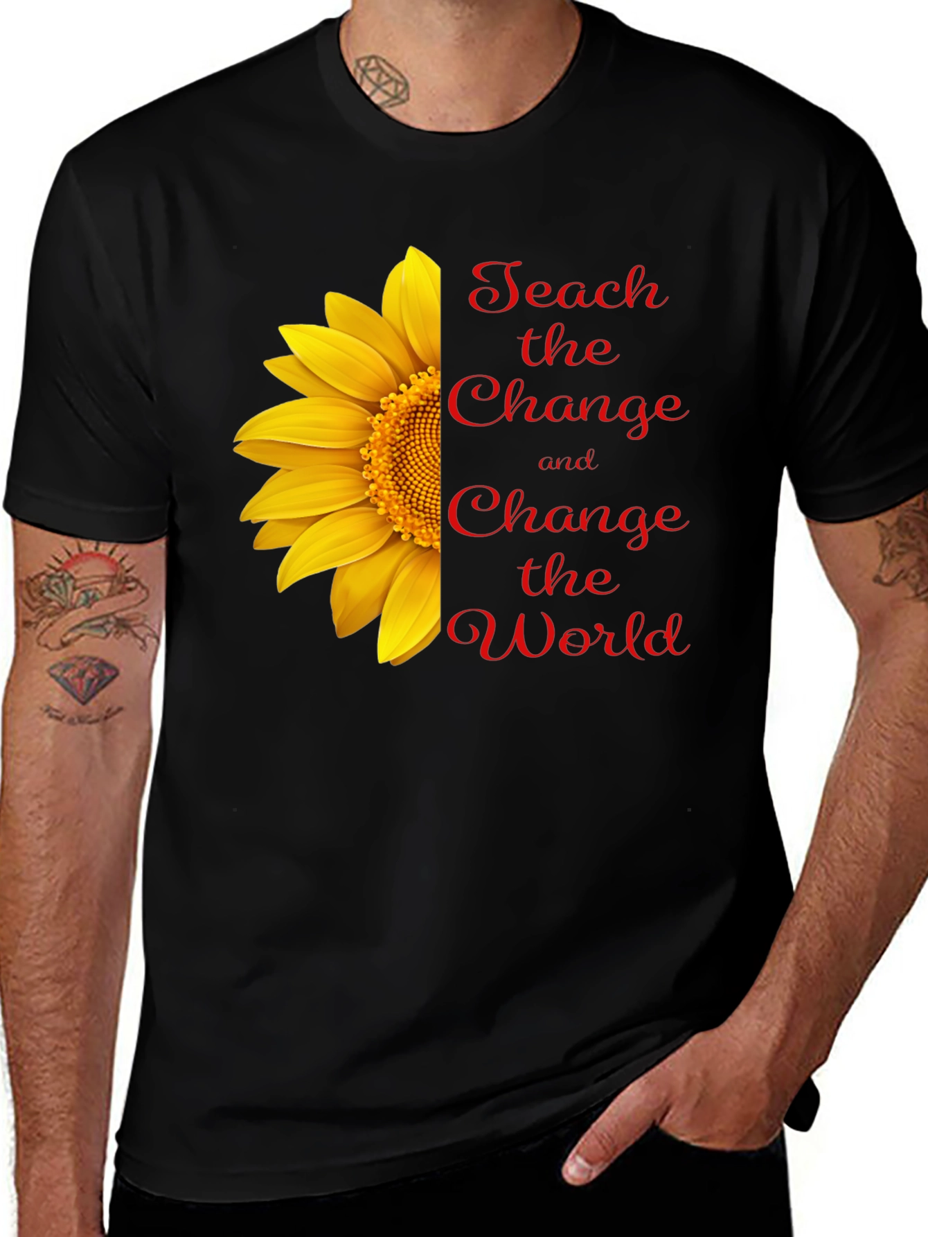 Variant 2 of Teach Change T-Shirt - Sunflower Graphic Tee