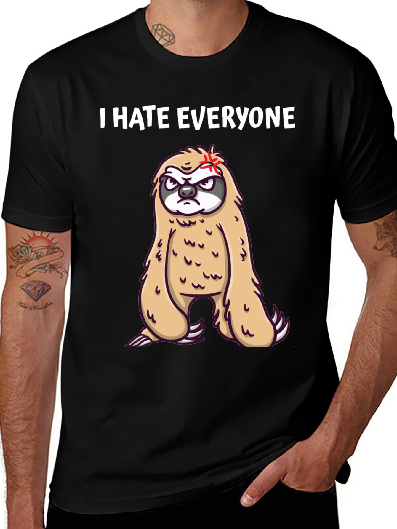 Variant 9 of I Hate Everyone Sloth T-Shirt - Funny Graphic Tee