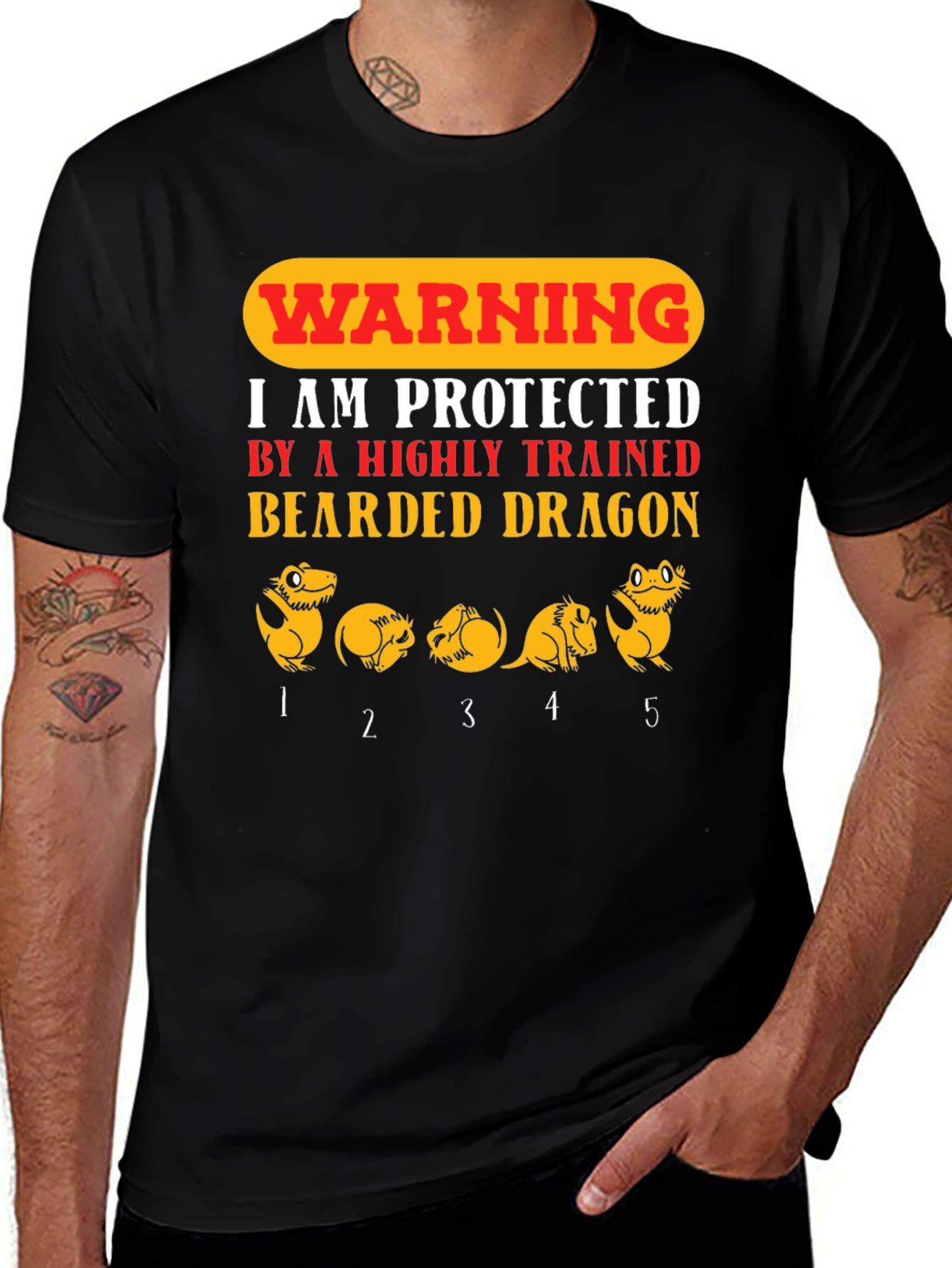 Variant 21 of Warning Bearded Dragon Protective T-Shirt