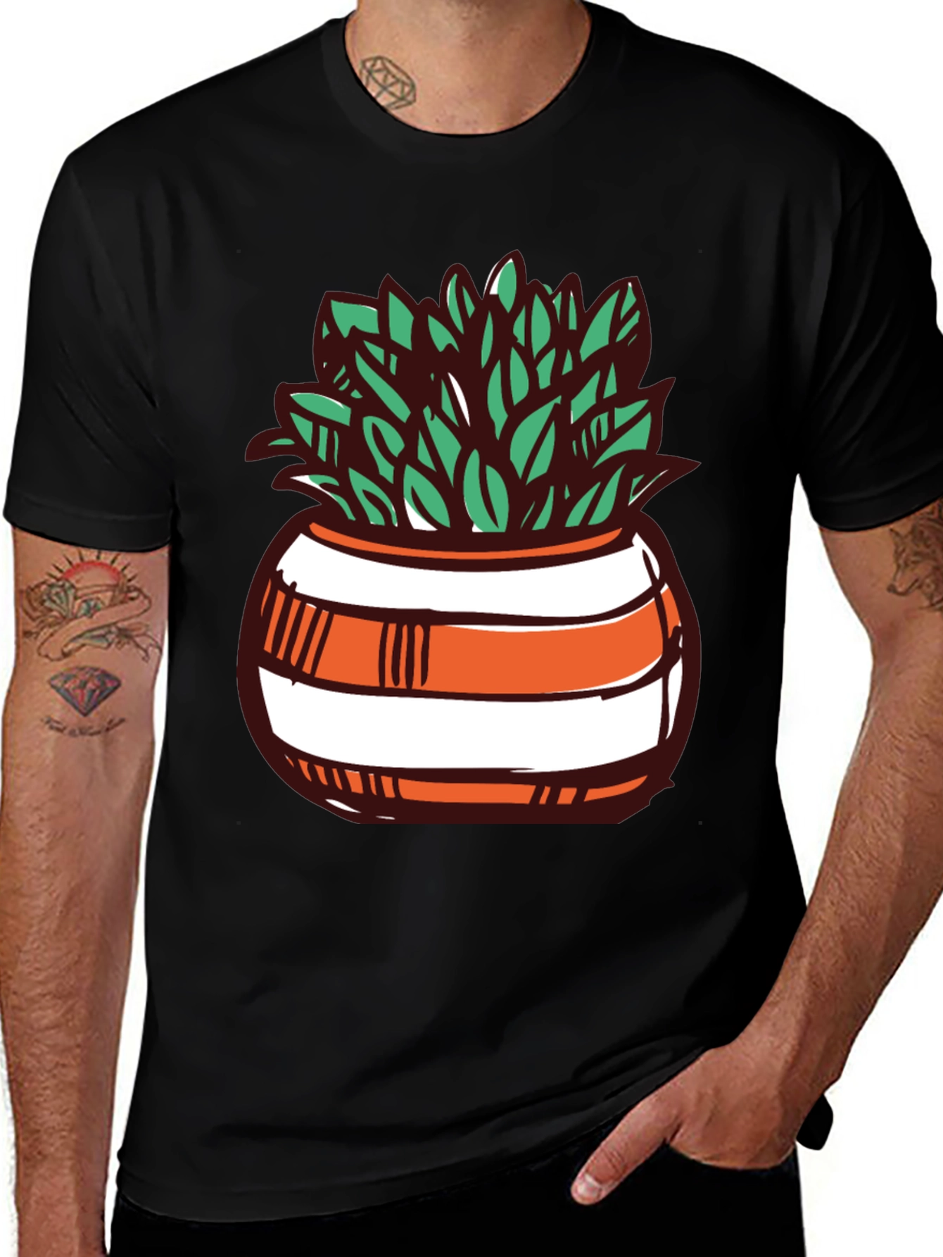 Variant 14 of Plant Pot Graphic Tee - Modern Black T-Shirt