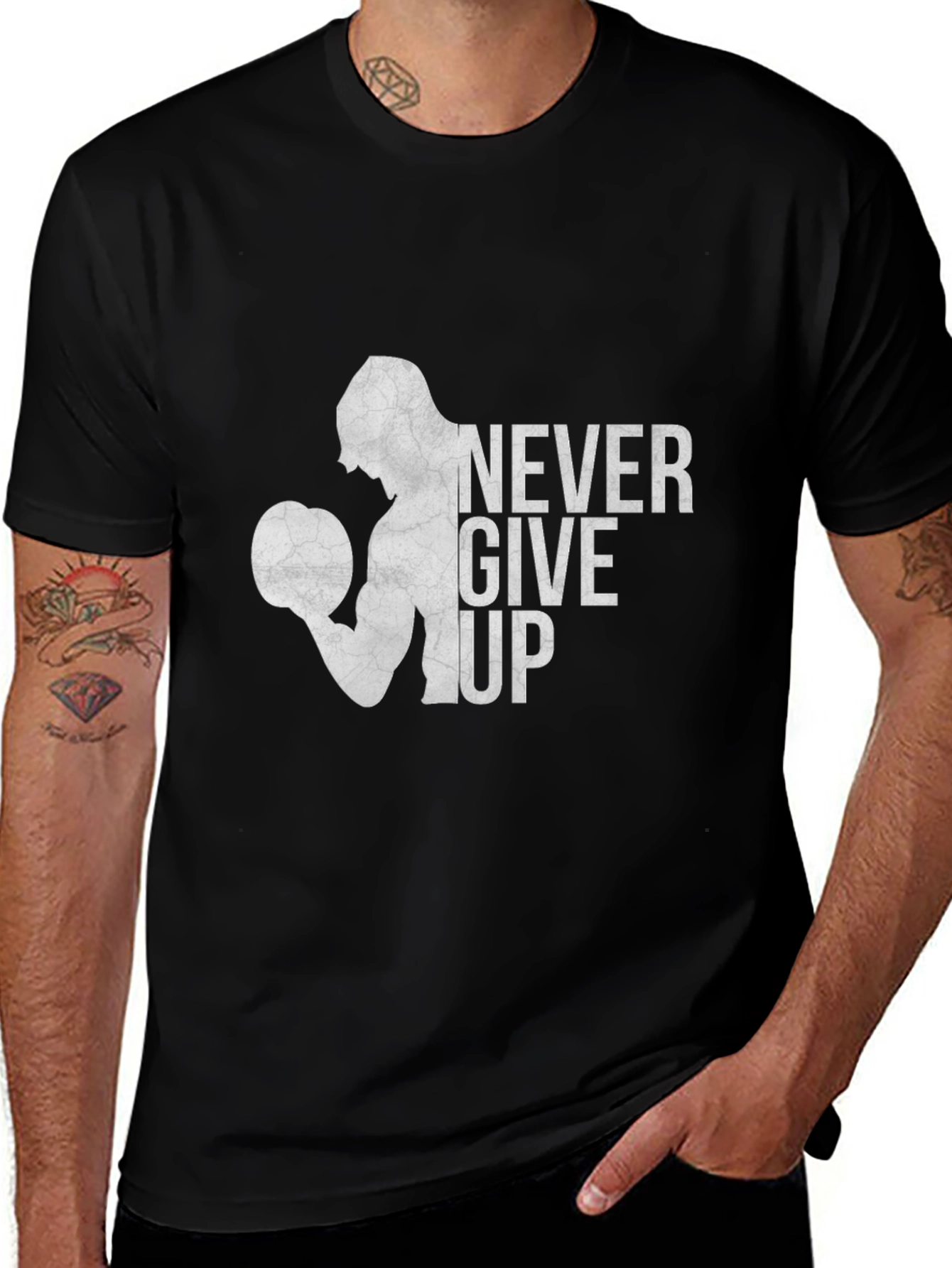Black Never Give Up Graphic Tee main image