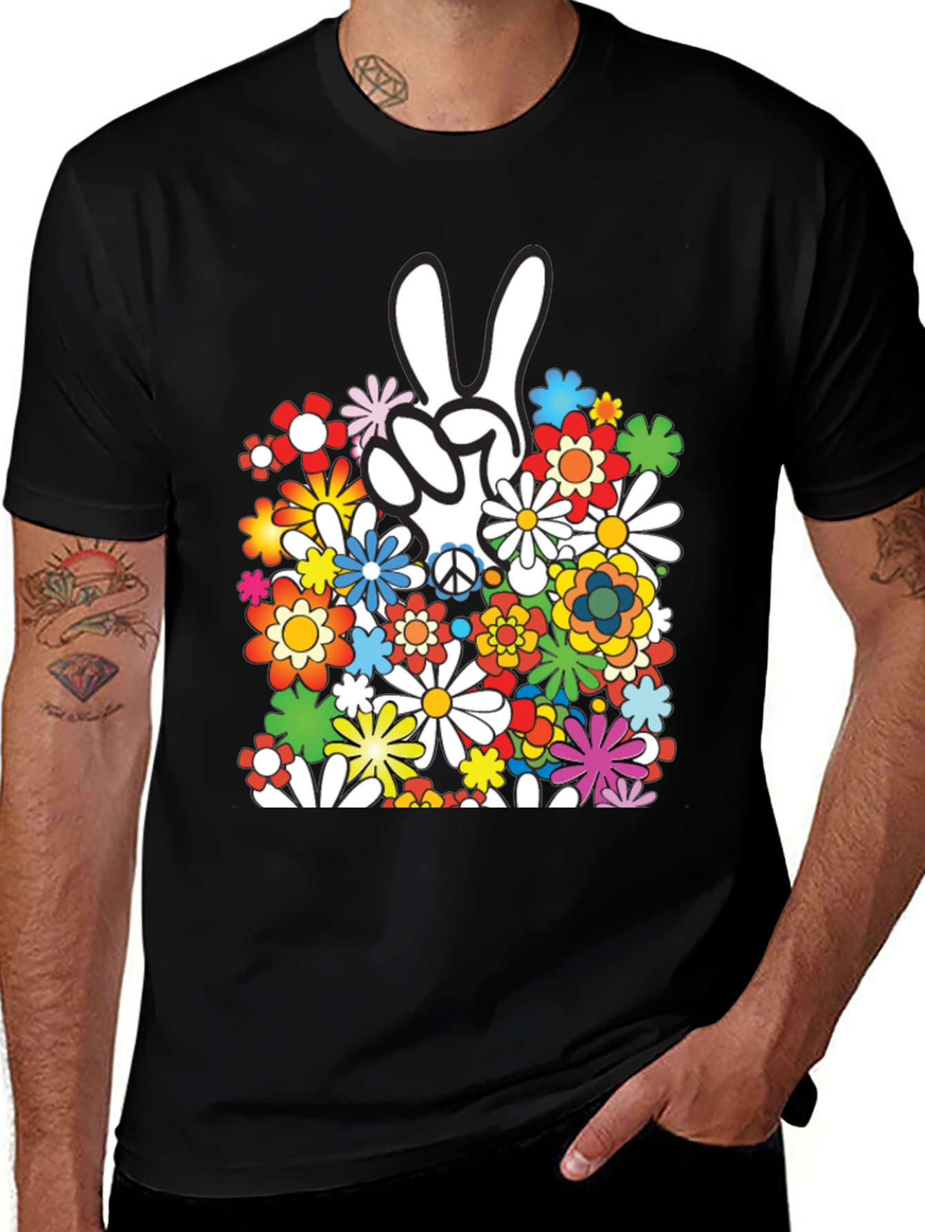 Variant 13 of Peace Sign Floral T-Shirt