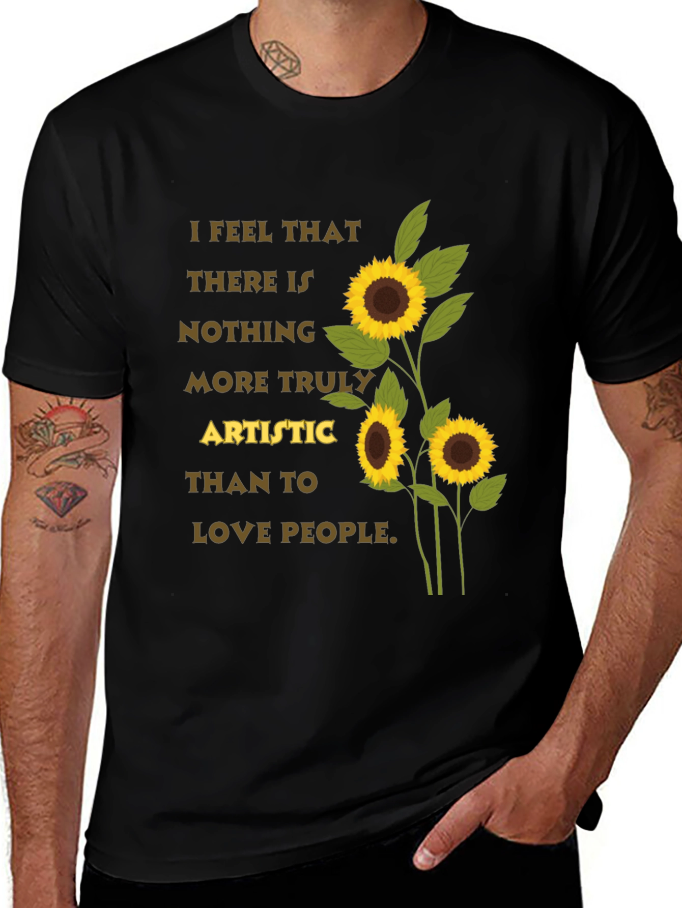 Variant 6 of Artistic Sunflower T-Shirt - Love People Tee