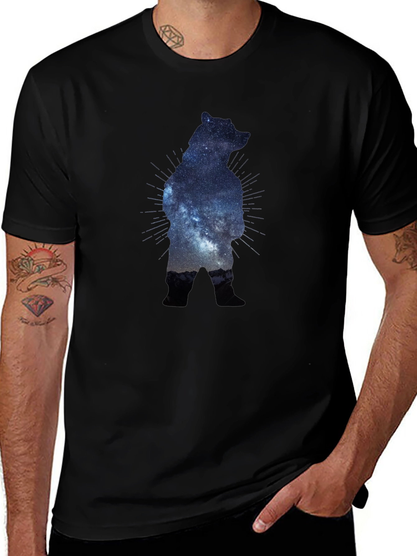 Galaxy Bear Graphic Black T-Shirt