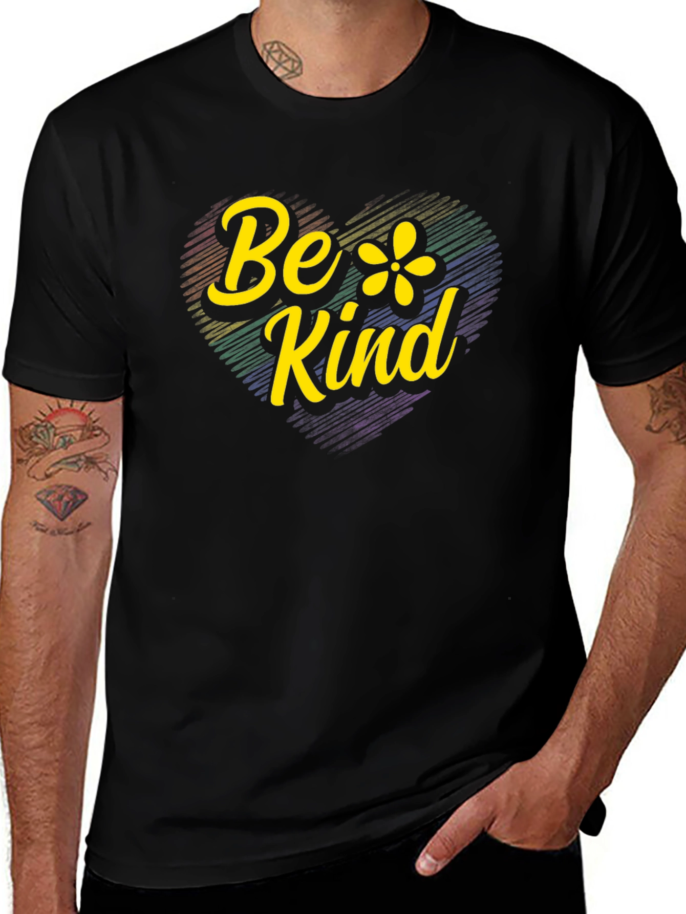 Be Kind Rainbow Heart Graphic T-Shirt