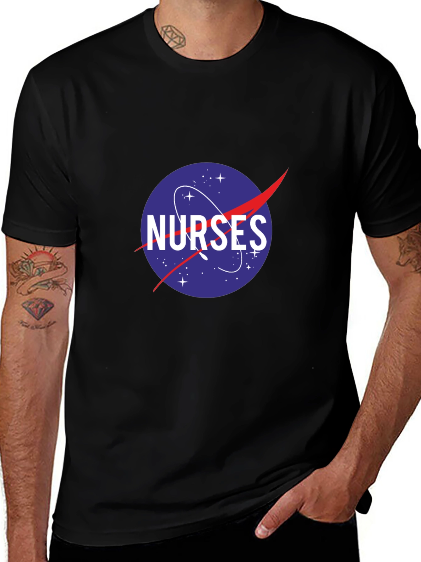 Variant 6 of Nurses NASA Logo Black T-Shirt